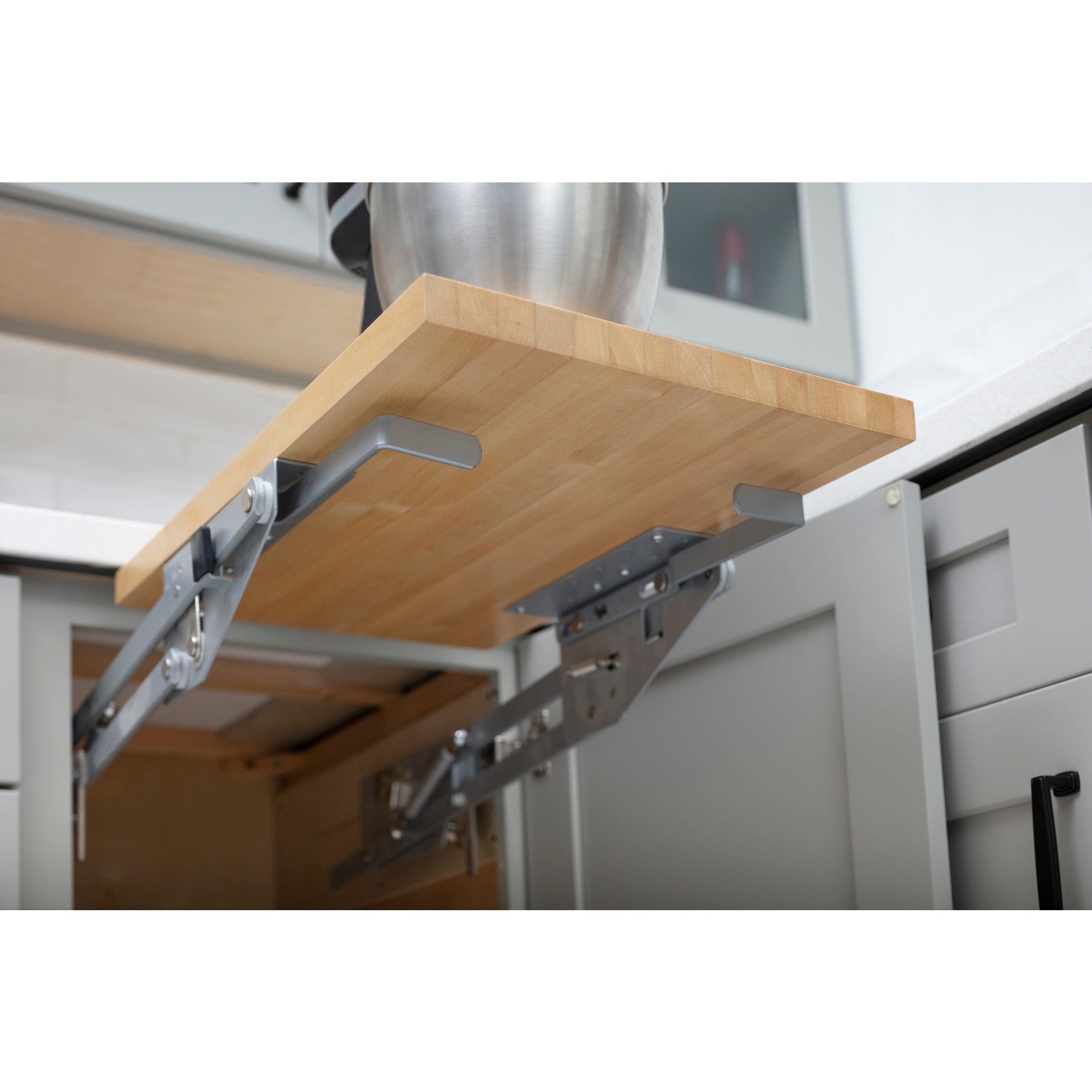 Appliance Lift with Shelf for 18" Opening, Soft-Close Chrome