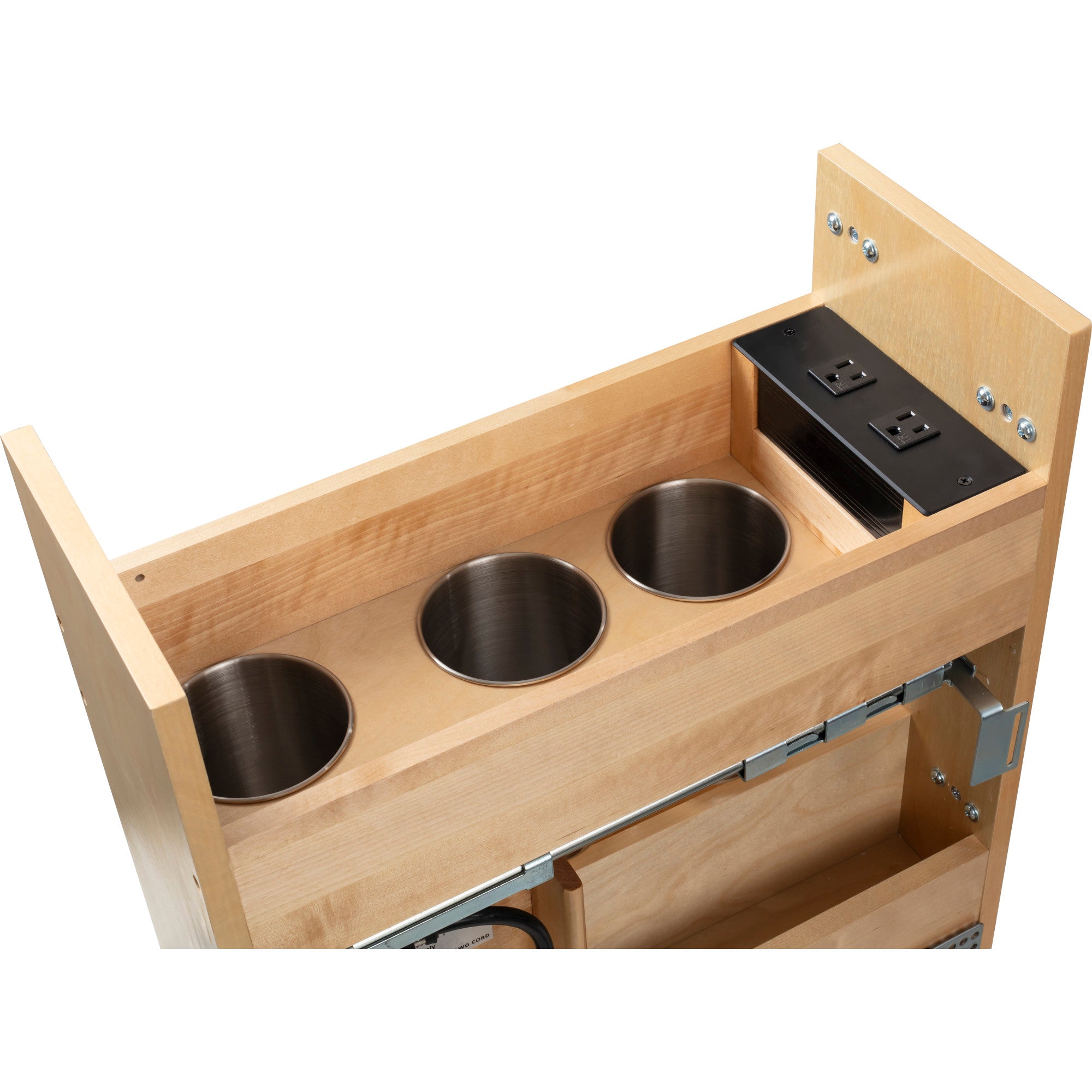 8" "No Wiggle" Powered Vanity Pullout for 12" Standard Door/Drawer Base Cabinet UV Coated