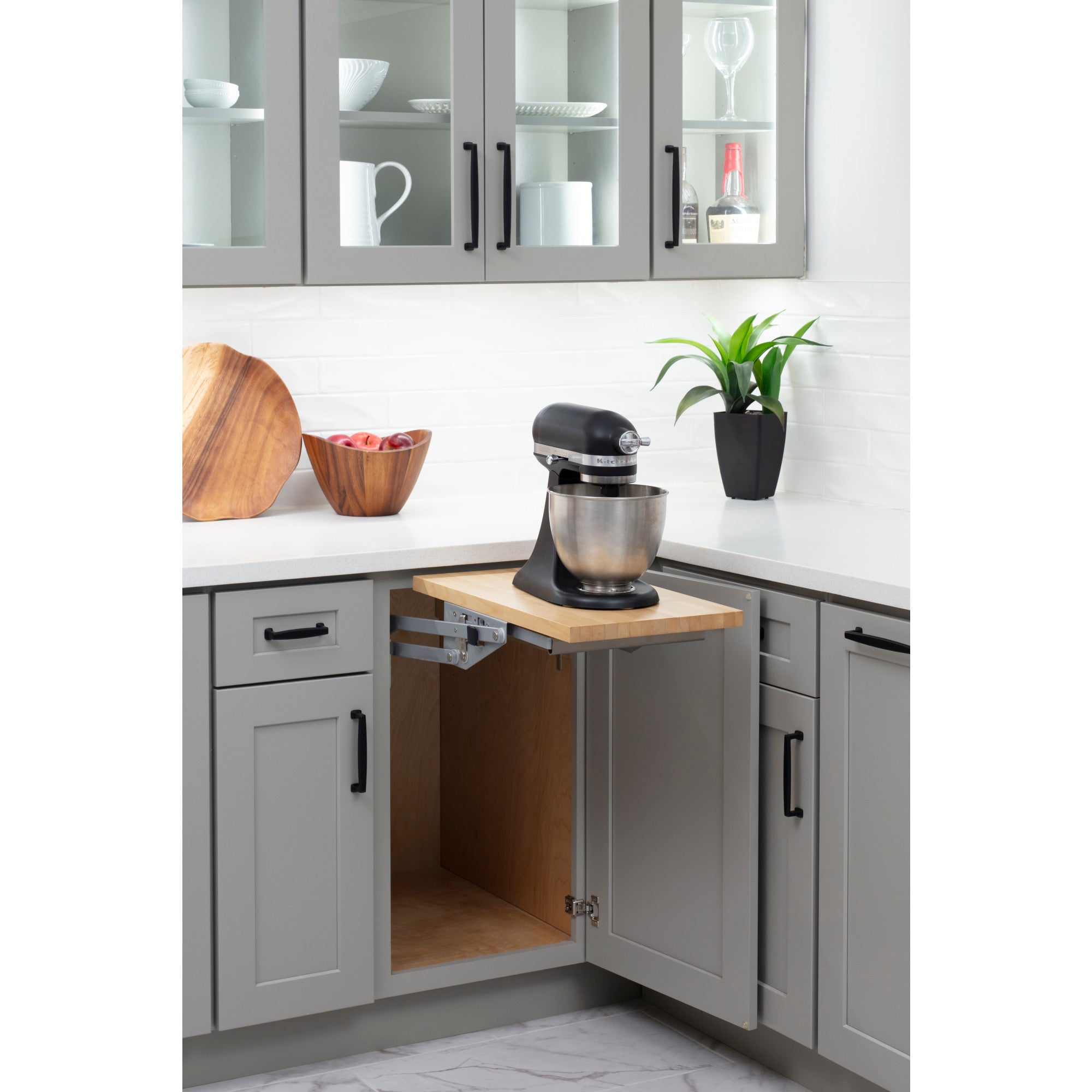 Appliance Lift with Shelf for 18" Opening, Soft-Close Chrome