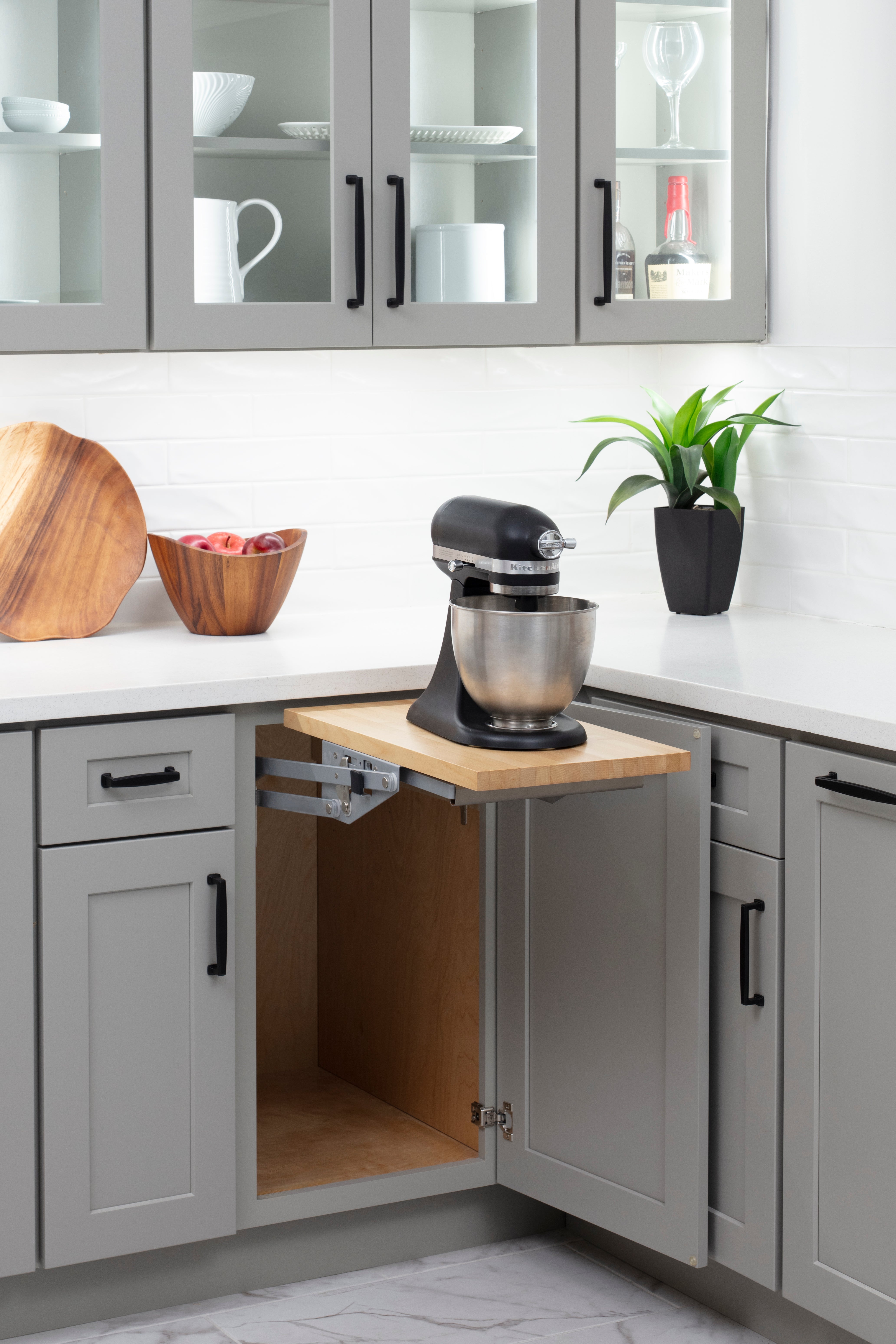 Appliance Lift with Shelf for 18" Opening, Soft-Close Chrome
