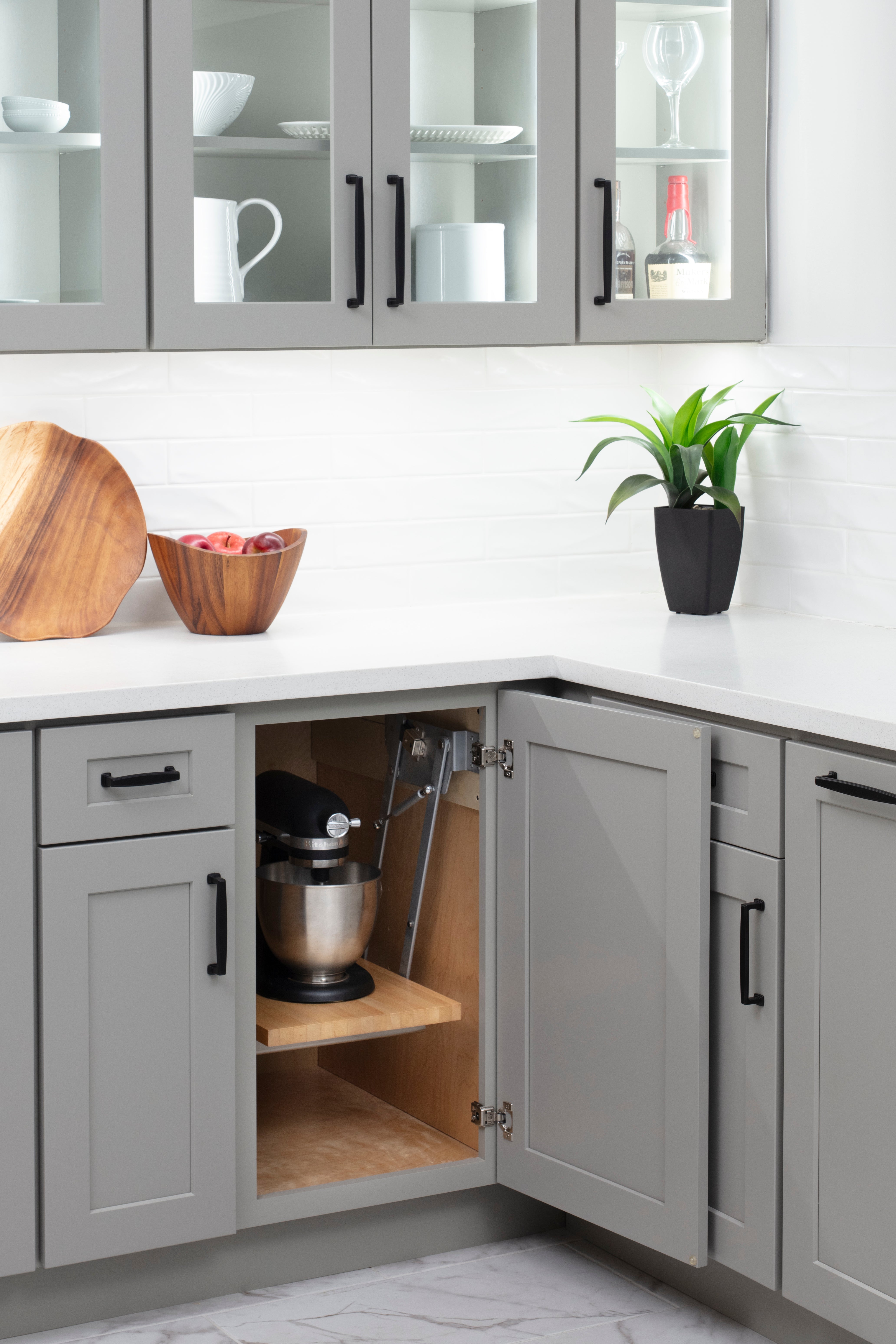 Appliance Lift with Shelf for 18" Opening, Soft-Close Chrome