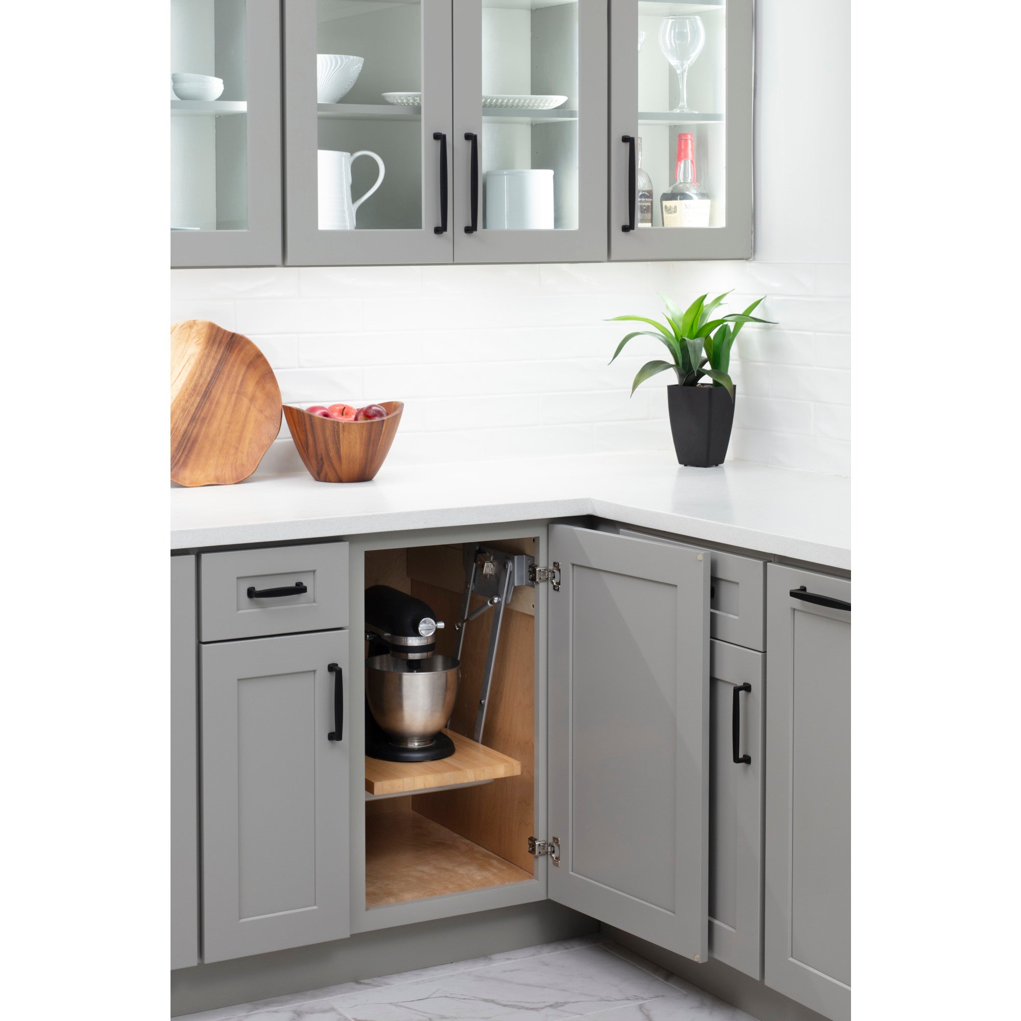 Appliance Lift with Shelf for 18" Opening, Soft-Close Chrome
