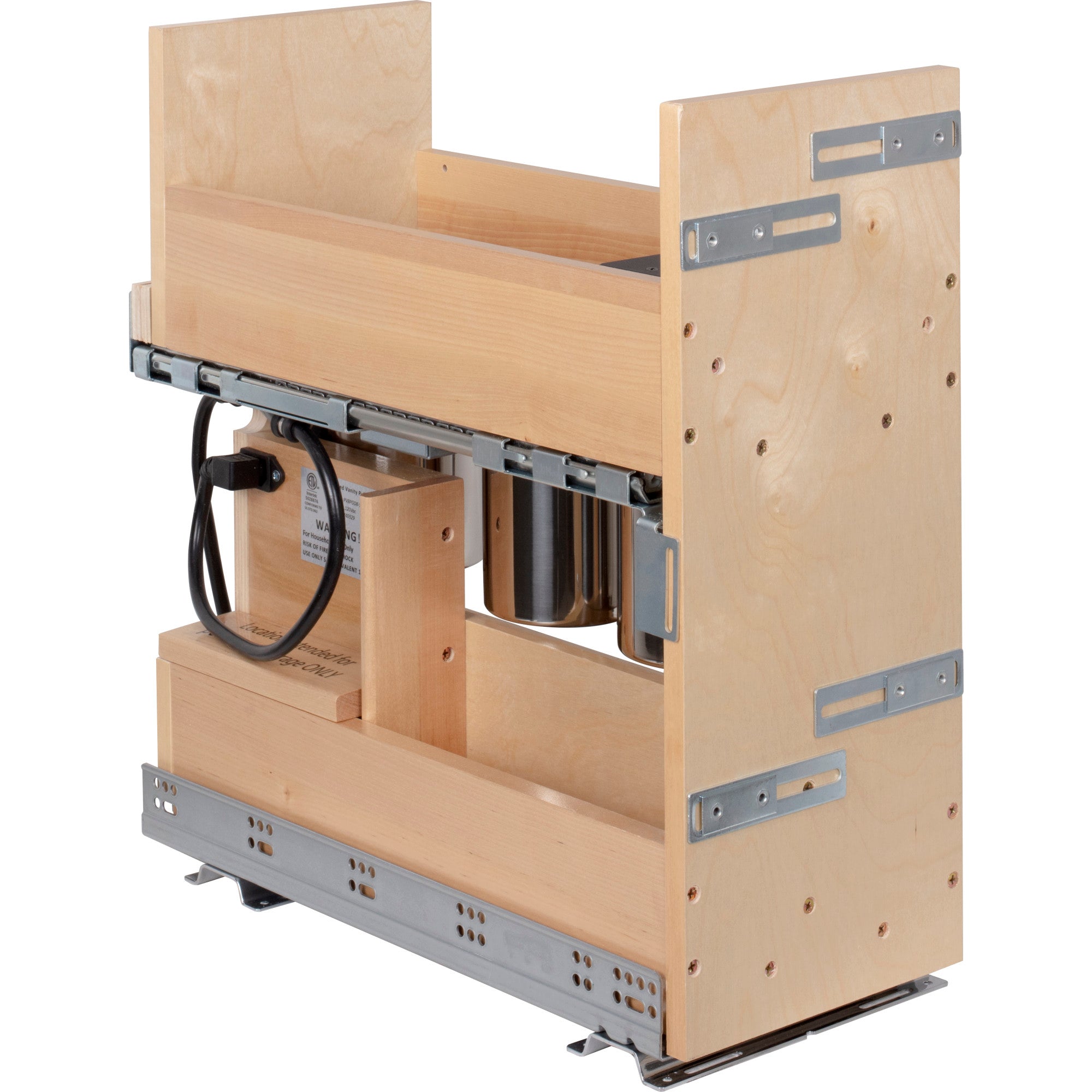 8" "No Wiggle" Powered Vanity Pullout for 12" Standard Door/Drawer Base Cabinet UV Coated