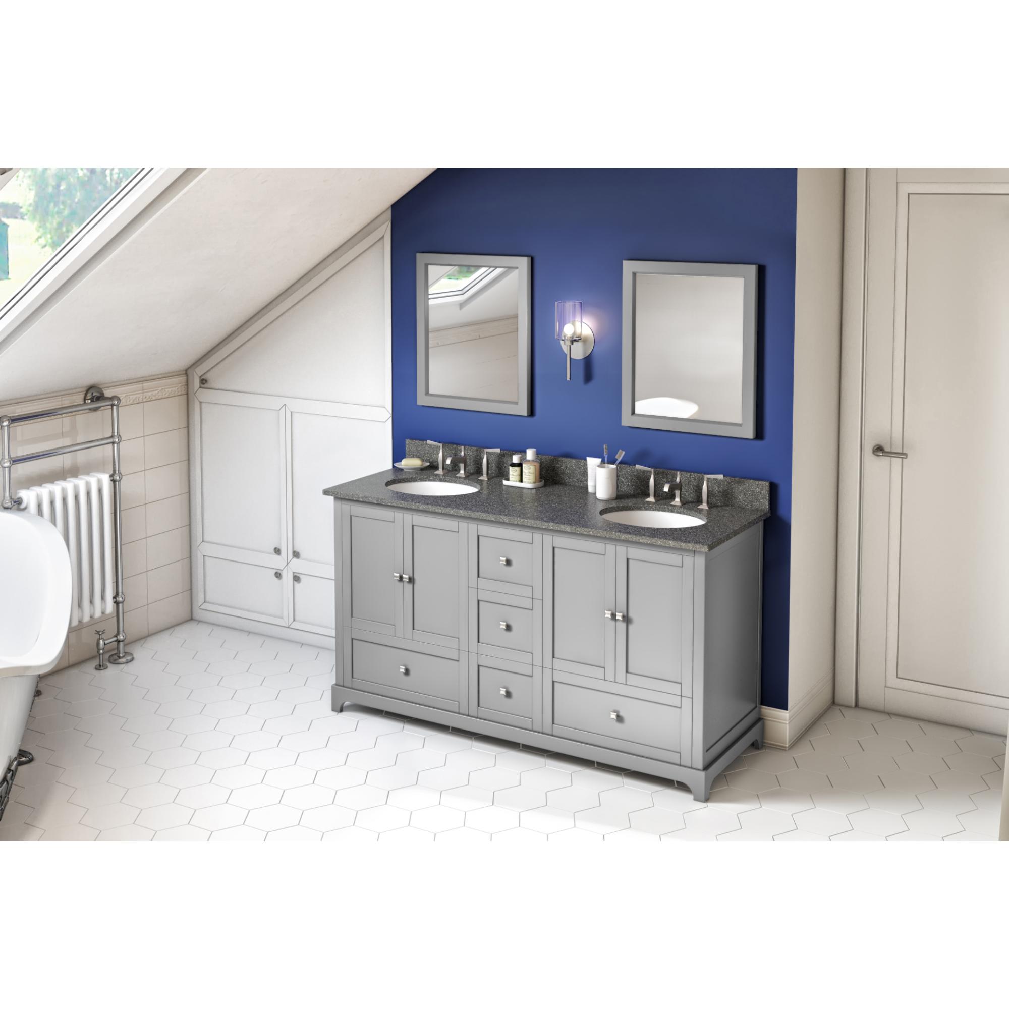60" Grey Addington Vanity, double bowl | KitchBath