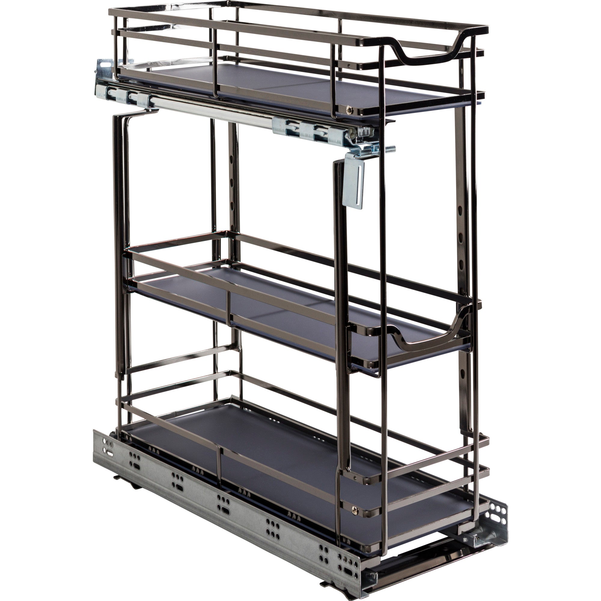 8" Black Nickel STORAGE WITH STYLE® Metal "No Wiggle" Soft-close Base Pullout | KitchBath