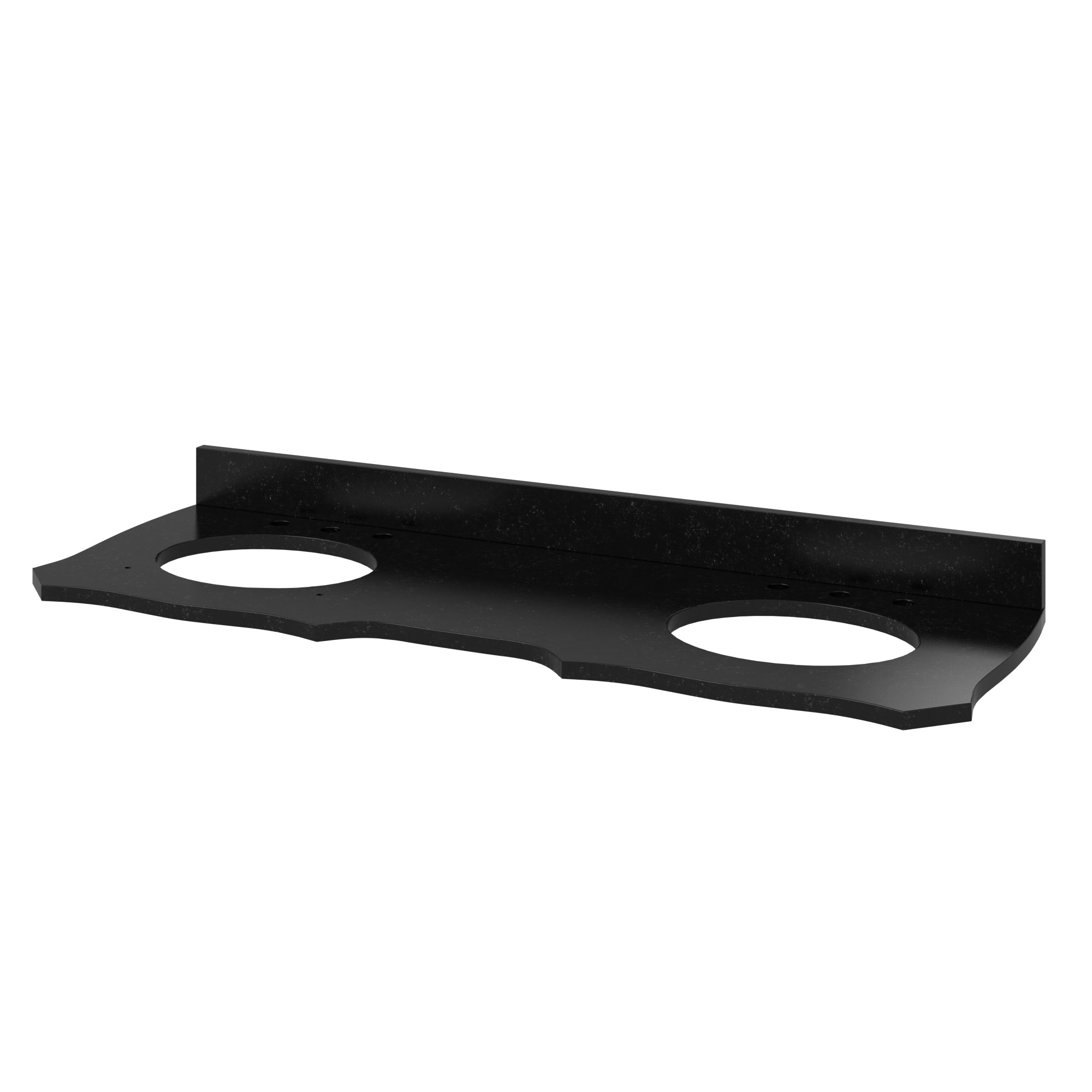 60" Nutmeg Clairemont Vanity, double bowl, Clairemont-only Black Granite Vanity Top, two undermount oval bowls | KitchBath