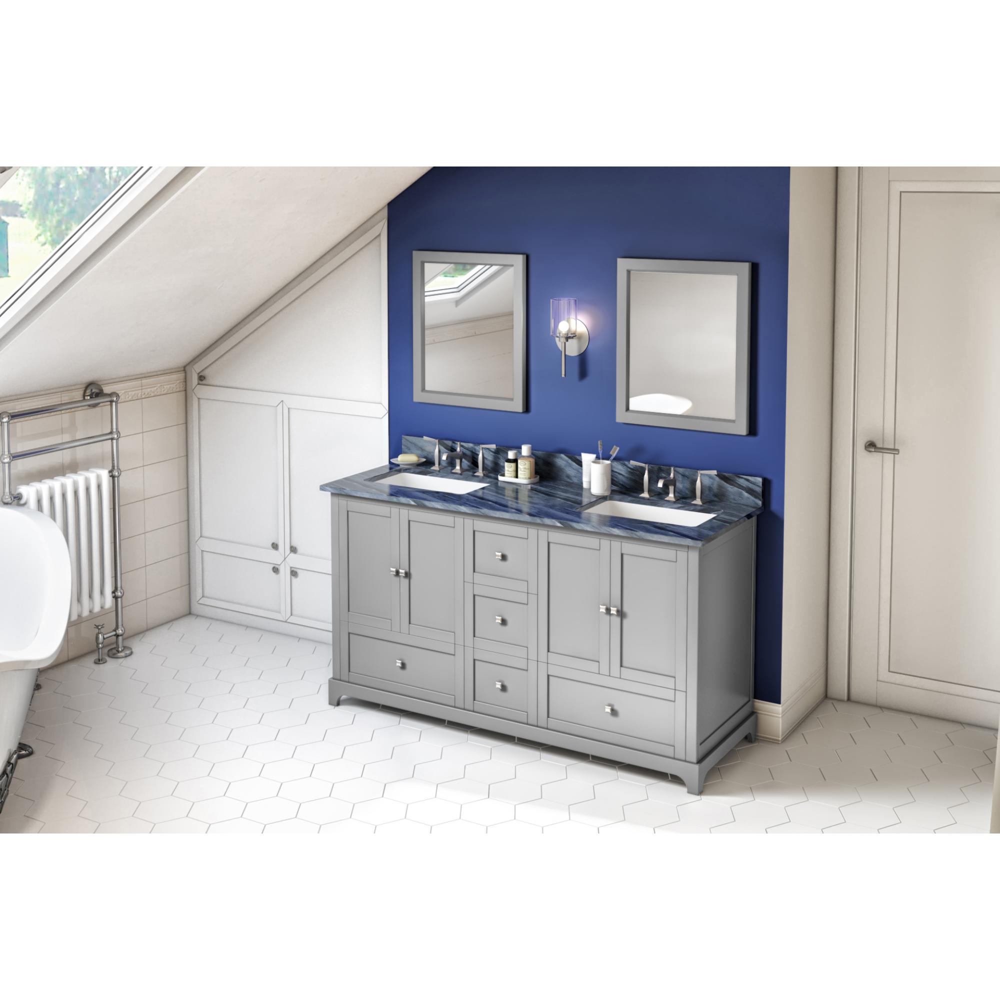 60" Grey Addington Vanity, double bowl | KitchBath