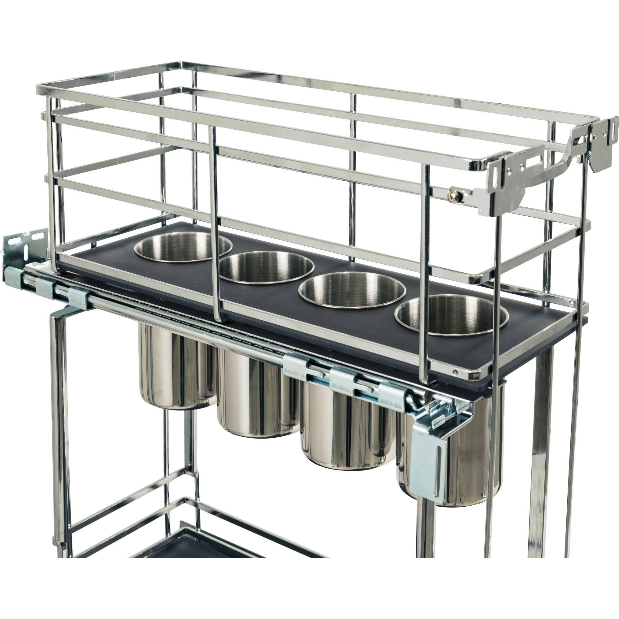 8" Polished Chrome STORAGE WITH STYLE® Metal "No Wiggle" Soft-close Utensil Base Pullout | KitchBath