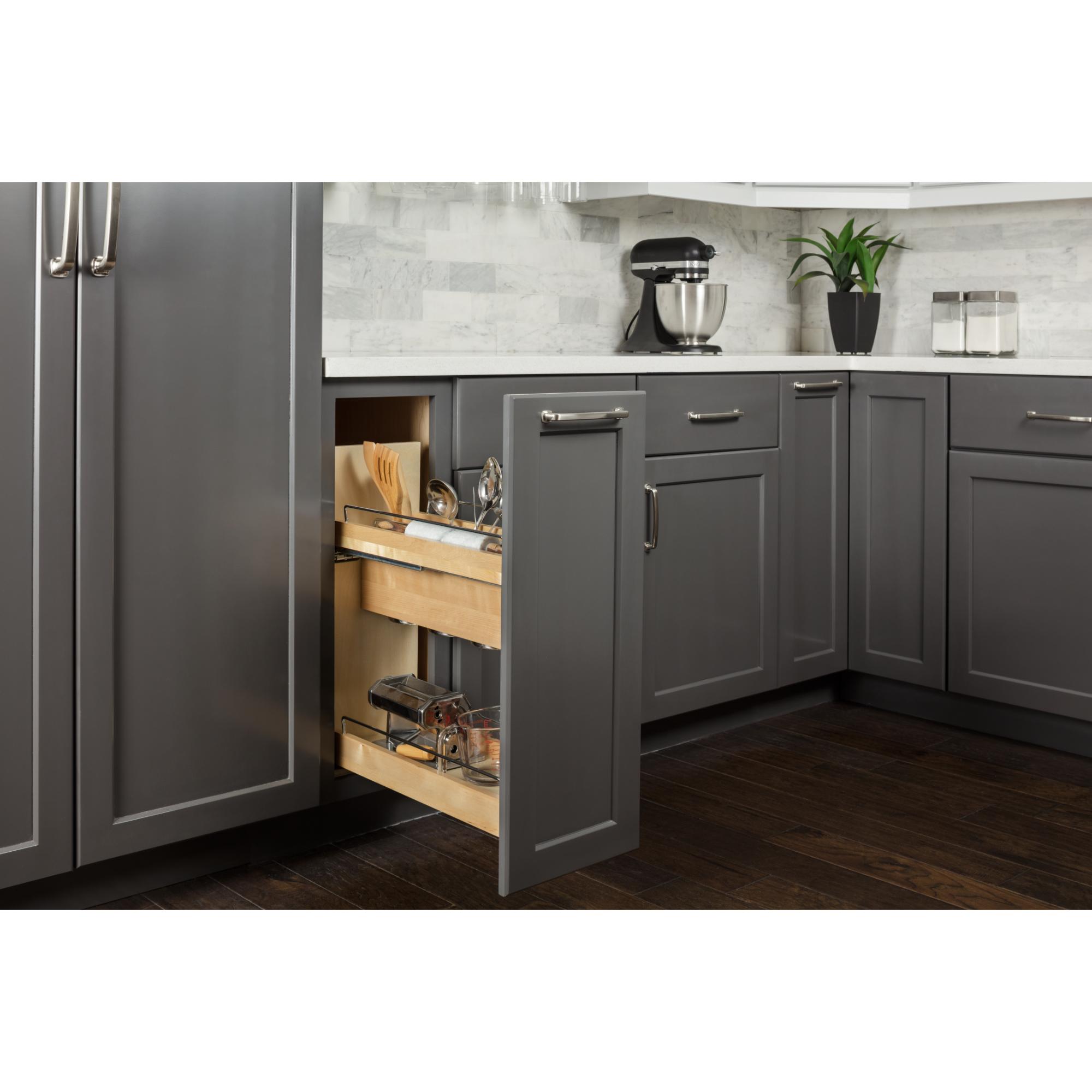 8" "No Wiggle" Utensil Bin Soft-close Base Cabinet Pullout | KitchBath