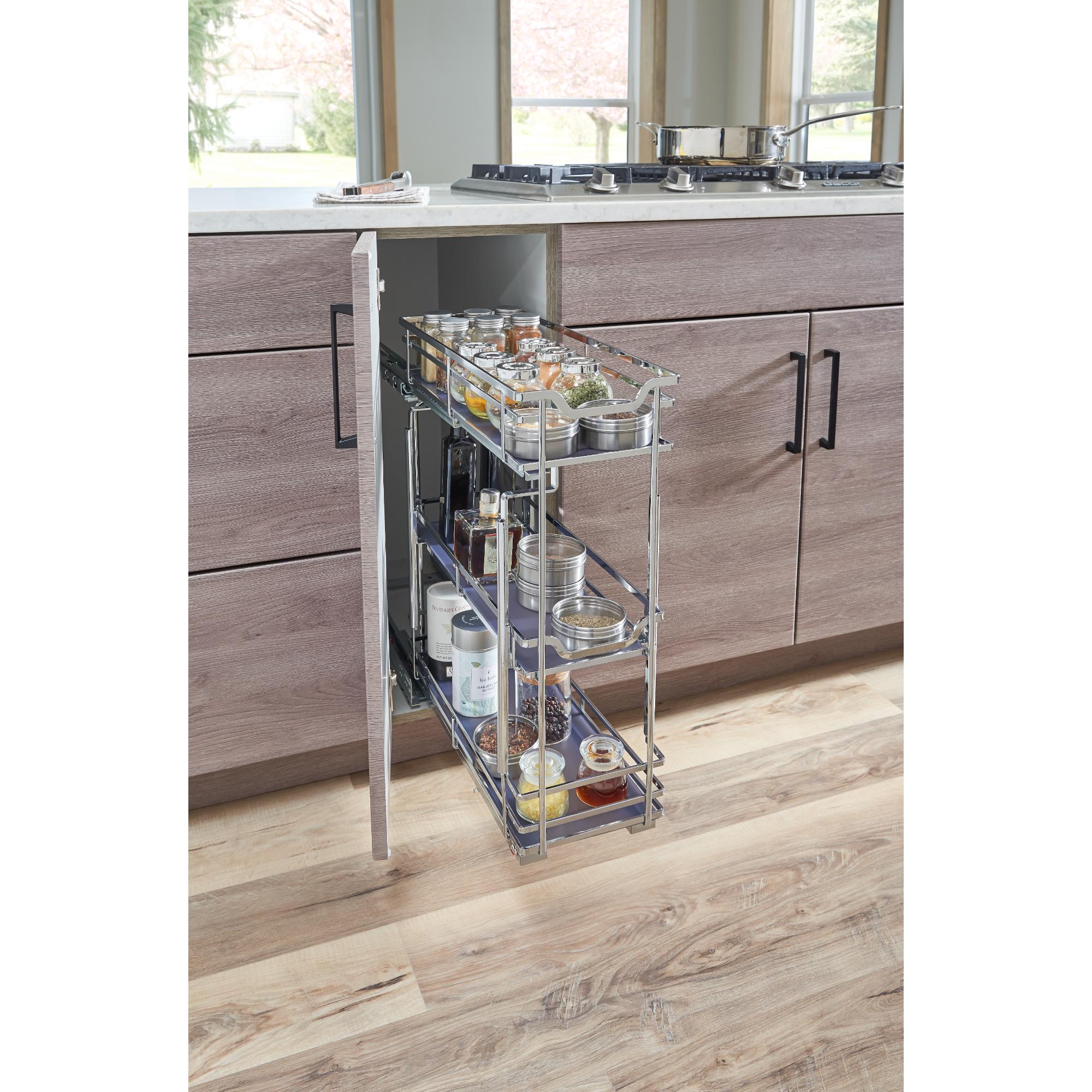 8" Polished Chrome STORAGE WITH STYLE® Metal "No Wiggle" Soft-close Base Pullout | KitchBath