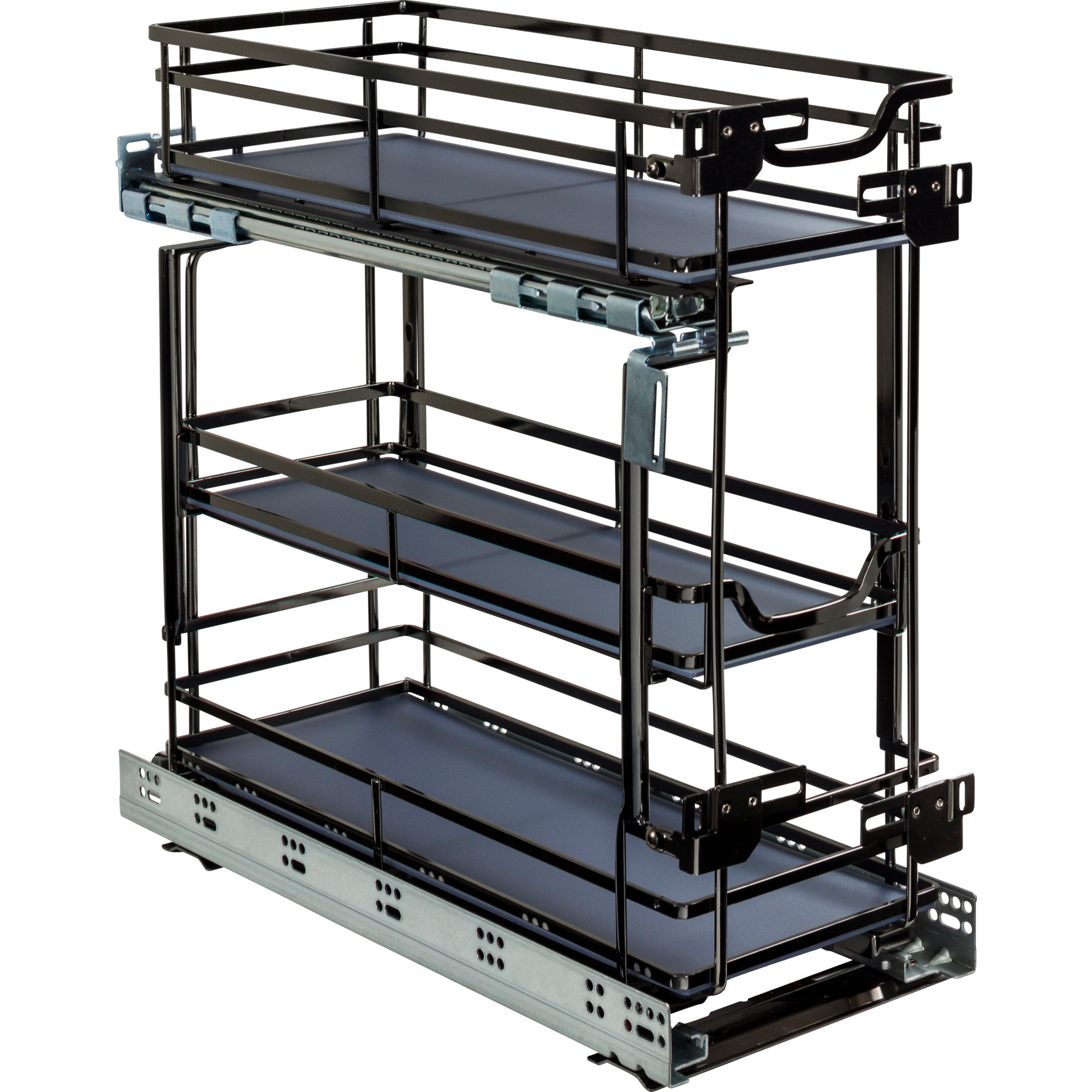 8" Black Nickel STORAGE WITH STYLE® Metal "No Wiggle" Under Drawer Soft-close Base Pullout | KitchBath
