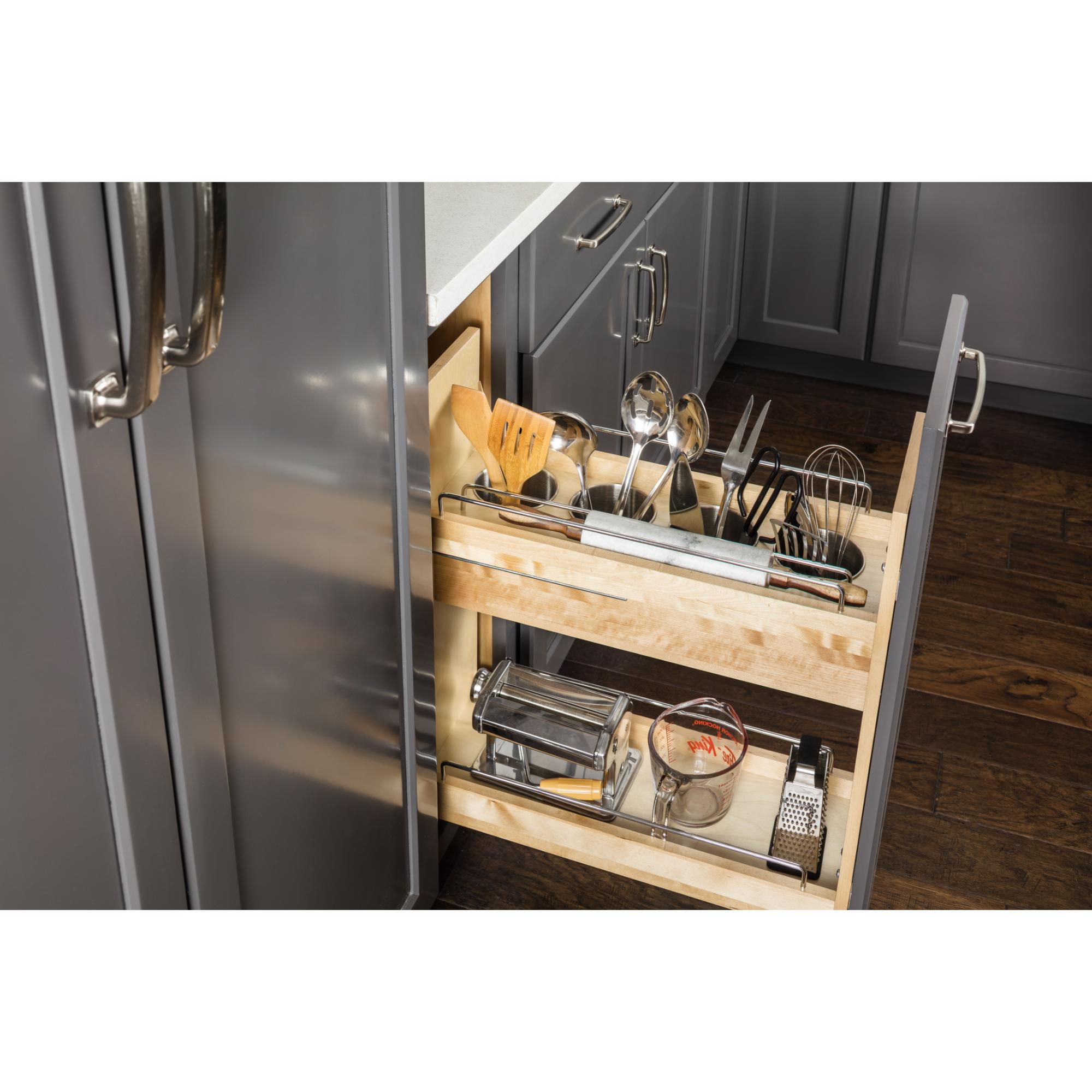 8" "No Wiggle" Utensil Bin Soft-close Base Cabinet Pullout | KitchBath