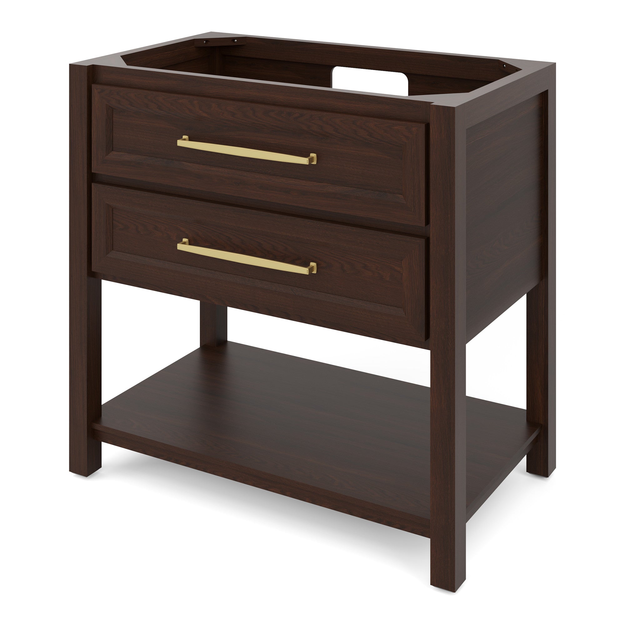 Kipling 36" W  Single Basin Bathroom Vanity Set Dark Walnut, White Resin Vanity Top, Rectangle Bowl | KitchBath
