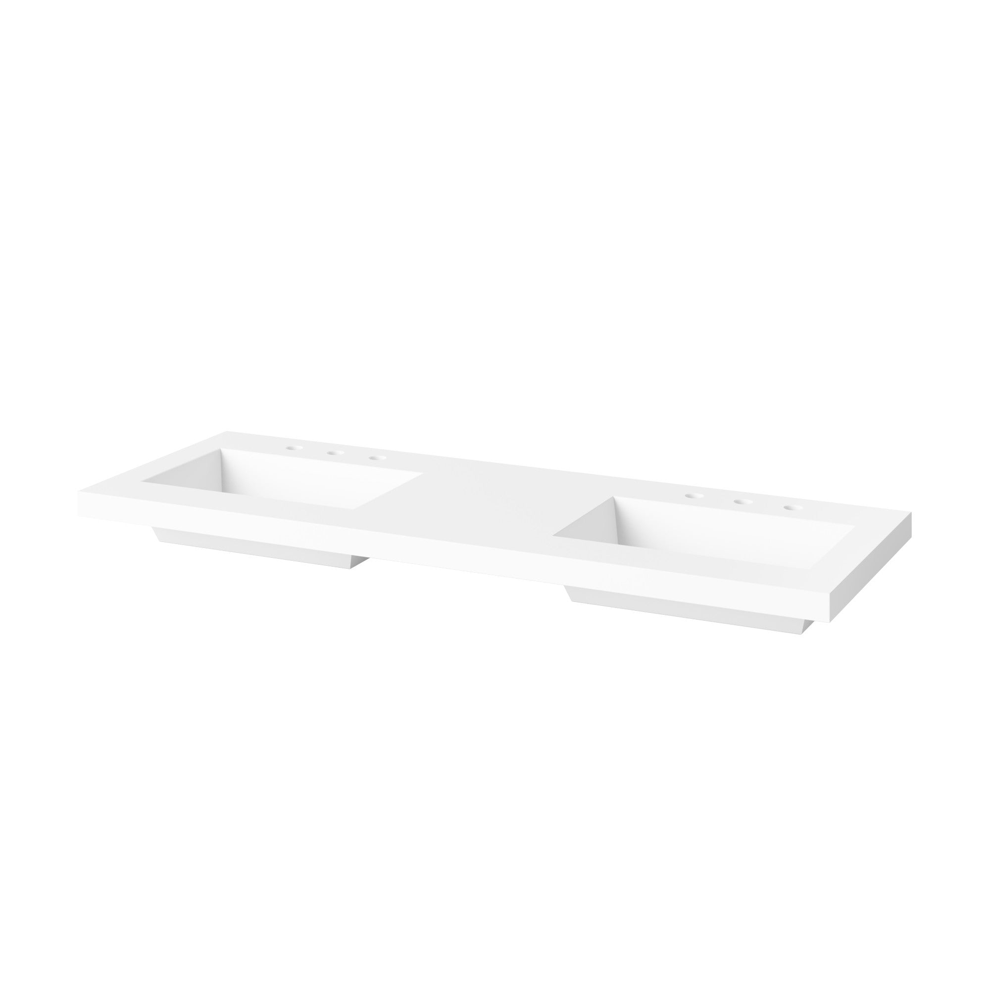 Theodora 60" Double Bathroom Vanity Set Blue Steel, White Resin Vanity Top, Rectangle Bowl | KitchBath