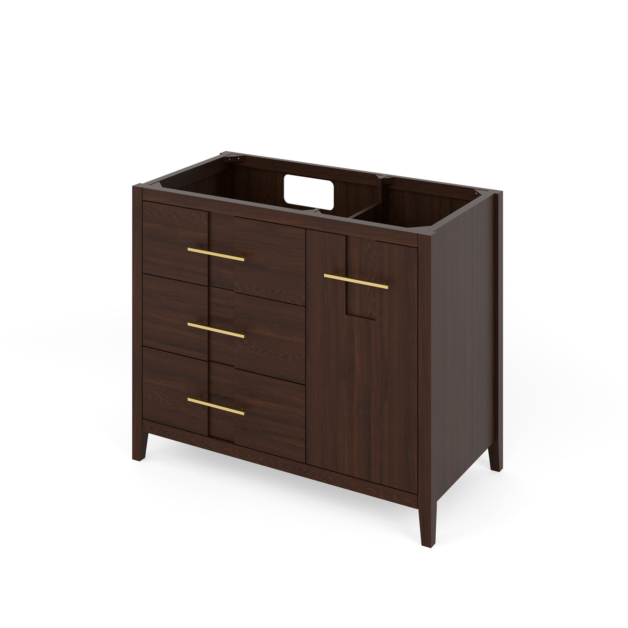 Katara 42" Single Bathroom Vanity Set Dark Walnut, Black Granite Vanity Top, Rectangle Bowl | KitchBath