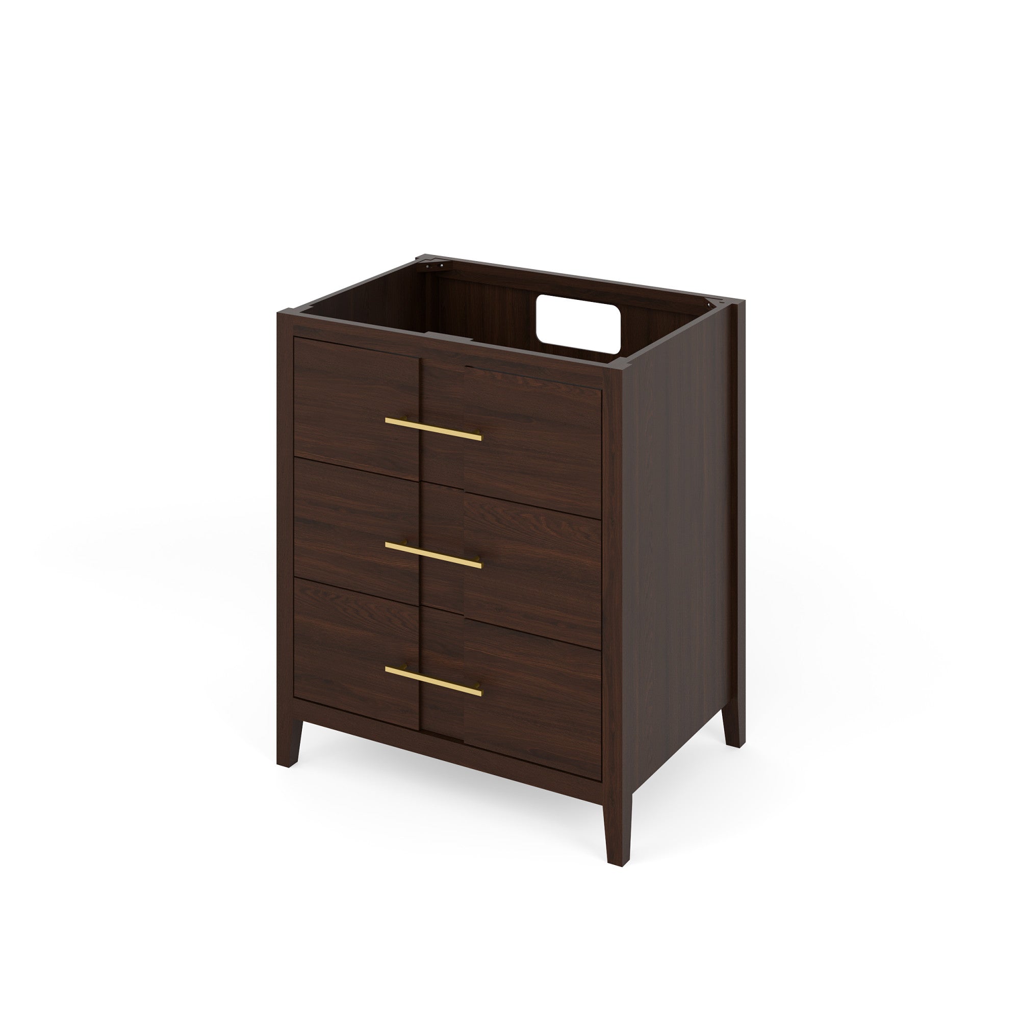 Katara 30" Single Bathroom Vanity Set Dark Walnut, Calacatta Vienna Quartz Vanity Top, Rectangle Bowl | KitchBath