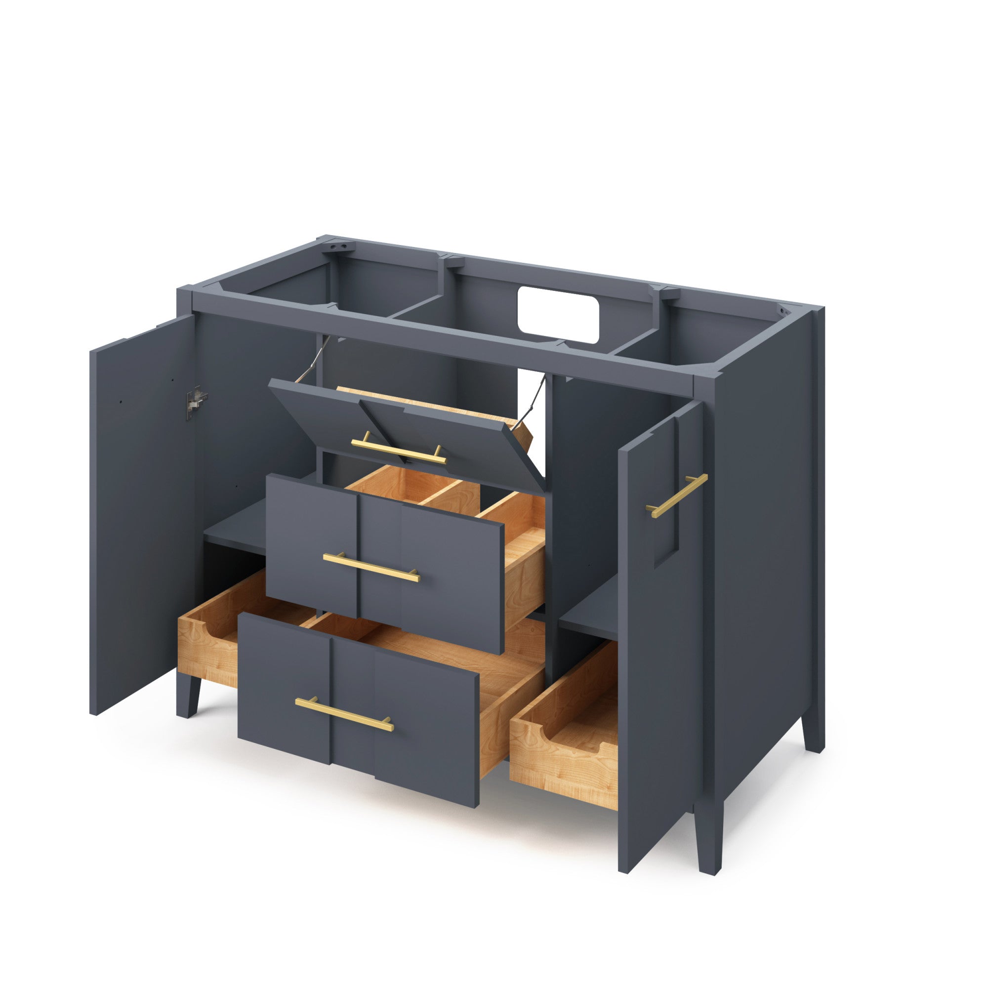 Katara 48" Single Bathroom Vanity Set Blue Steel, White Resin Vanity Top, Rectangle Bowl | KitchBath