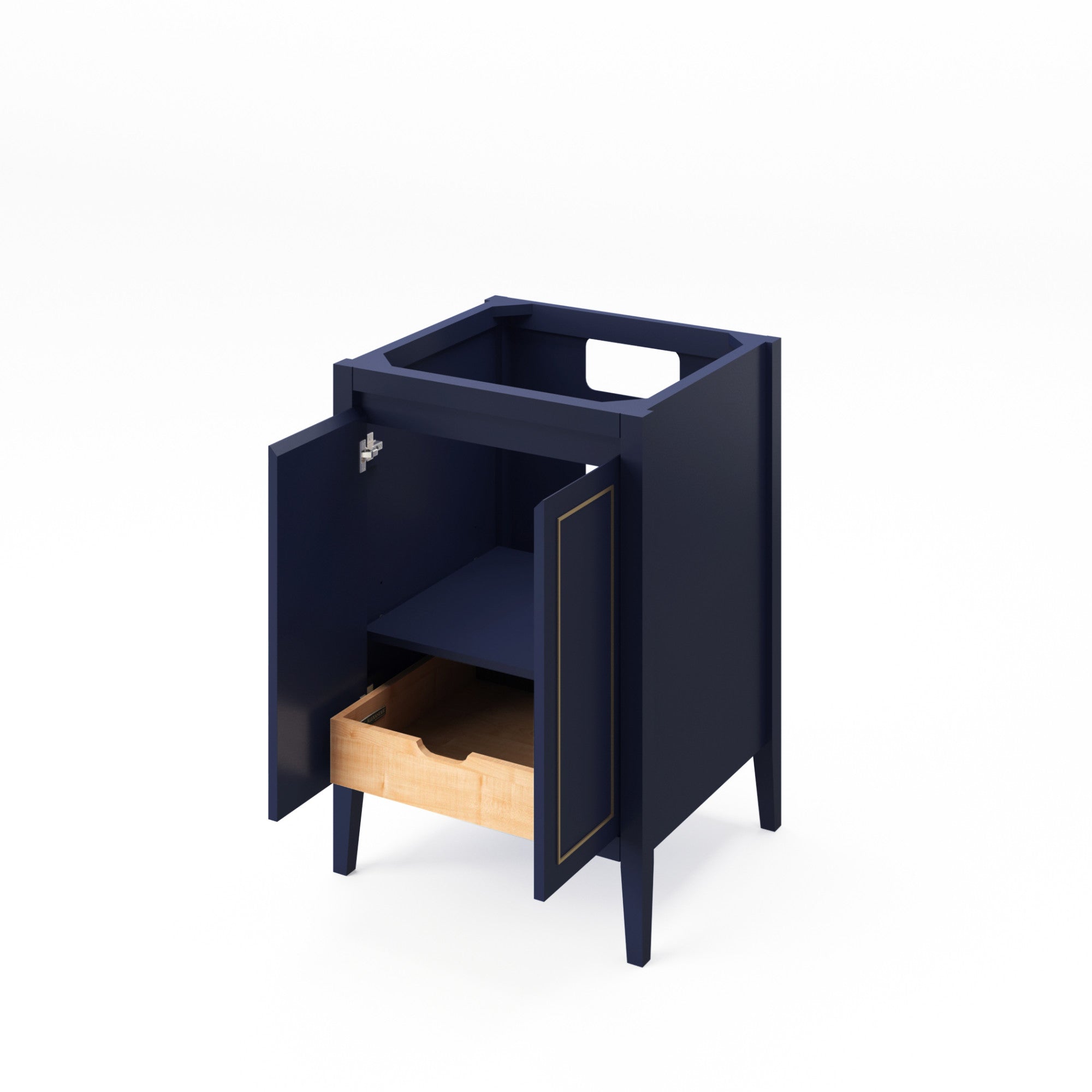 Percival 24" Black Percival Vanity, White Quartz Vanity Top, Undermount Rectangle Sink | KitchBath