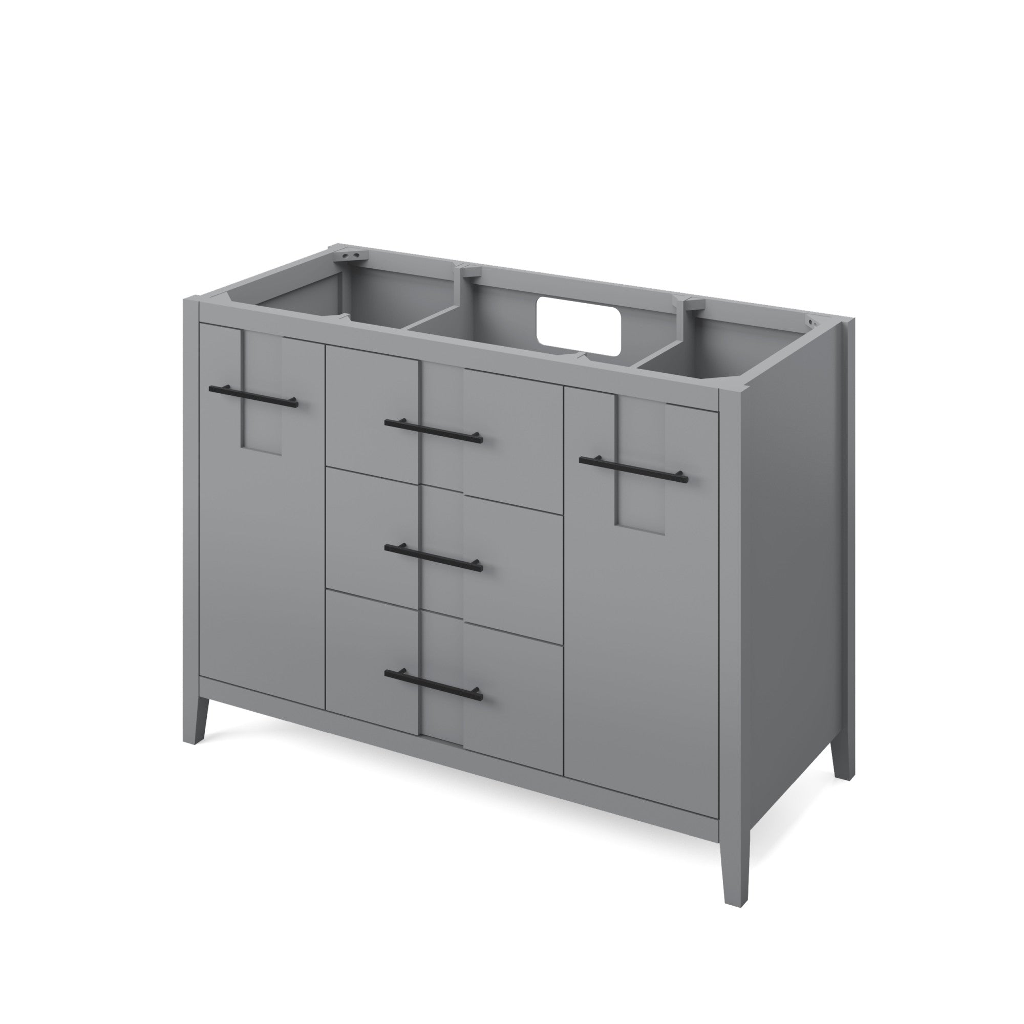 Katara 48" Grey Katara Vanity, White Quartz Vanity Top, Undermount Rectangle Bowl | KitchBath