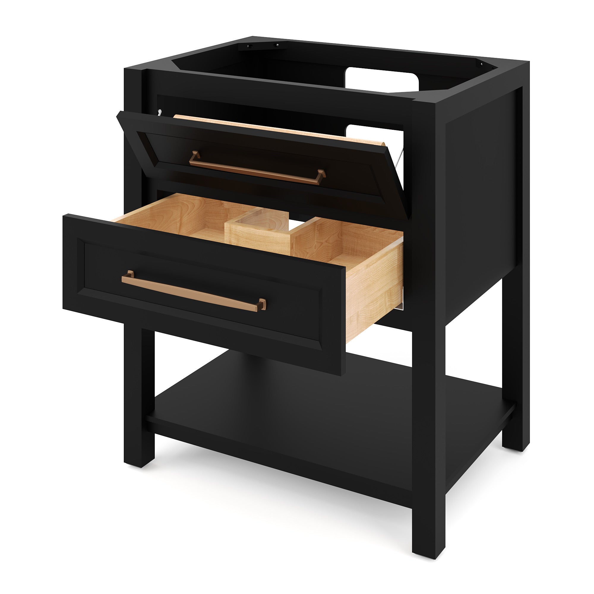 Kipling 30" W  Single Basin Bathroom Vanity Set Black, Grey Quartz Vanity Top, Rectangle Bowl | KitchBath