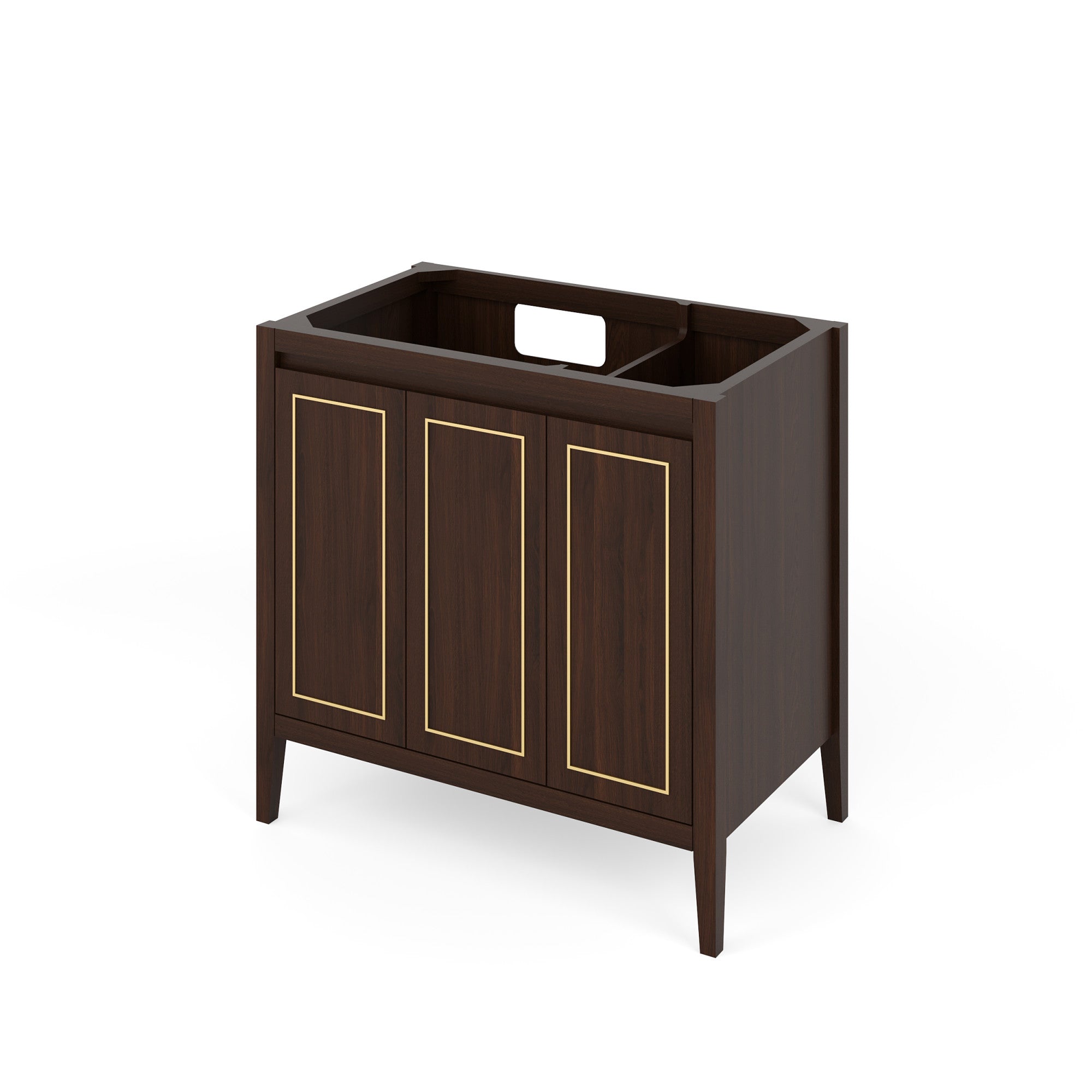 Percival 36" Single Bathroom Vanity Set Dark Walnut, White Resin Vanity Top, Rectangle Bowl | KitchBath