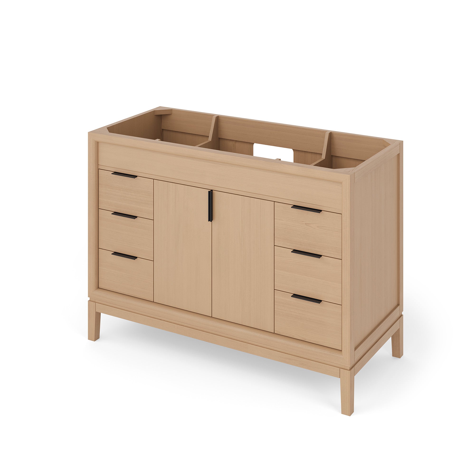 Theodora 48" Single Bathroom Vanity Set Natural Oak, Grey Marble Vanity Top, Rectangle Bowl | KitchBath