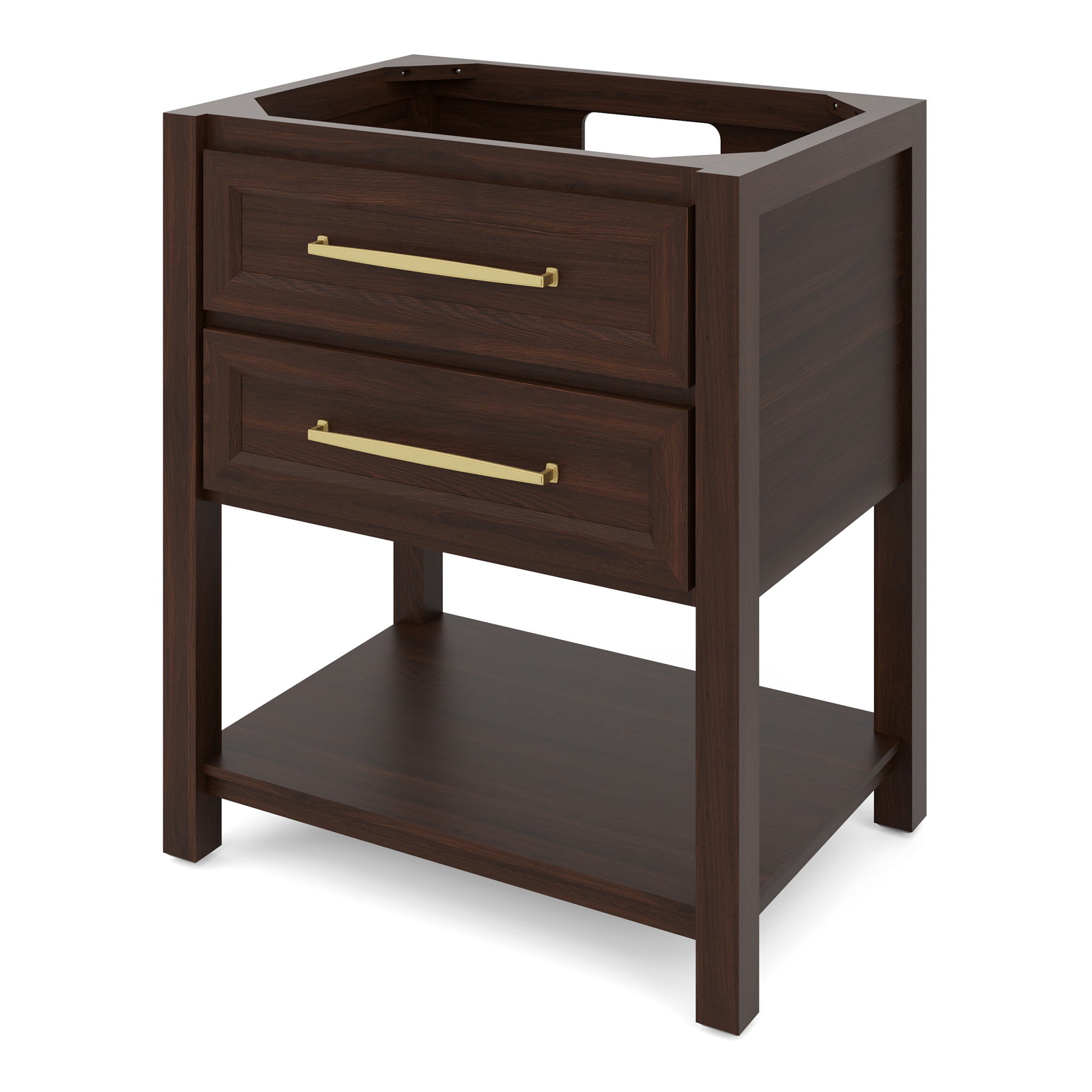 Kipling 30" W  Single Basin Bathroom Vanity Set Dark Walnut, Black Granite Vanity Top, Rectangle Bowl | KitchBath