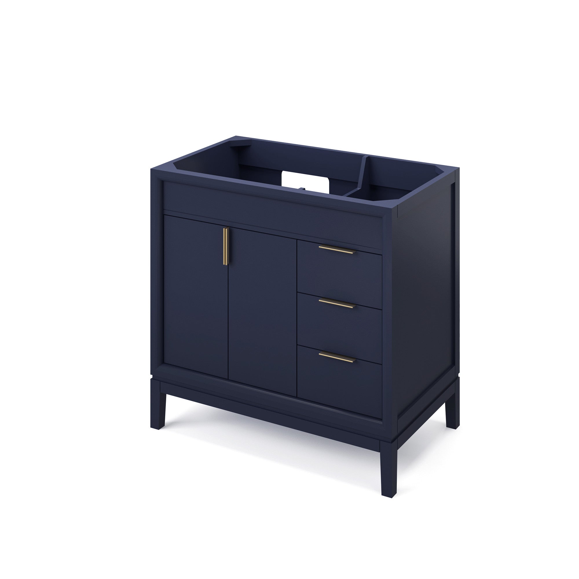 Theodora 36" Hale Blue Theodora Vanity, Left Offset, White Quartz Vanity Top, Undermount Rectangle Bowl | KitchBath