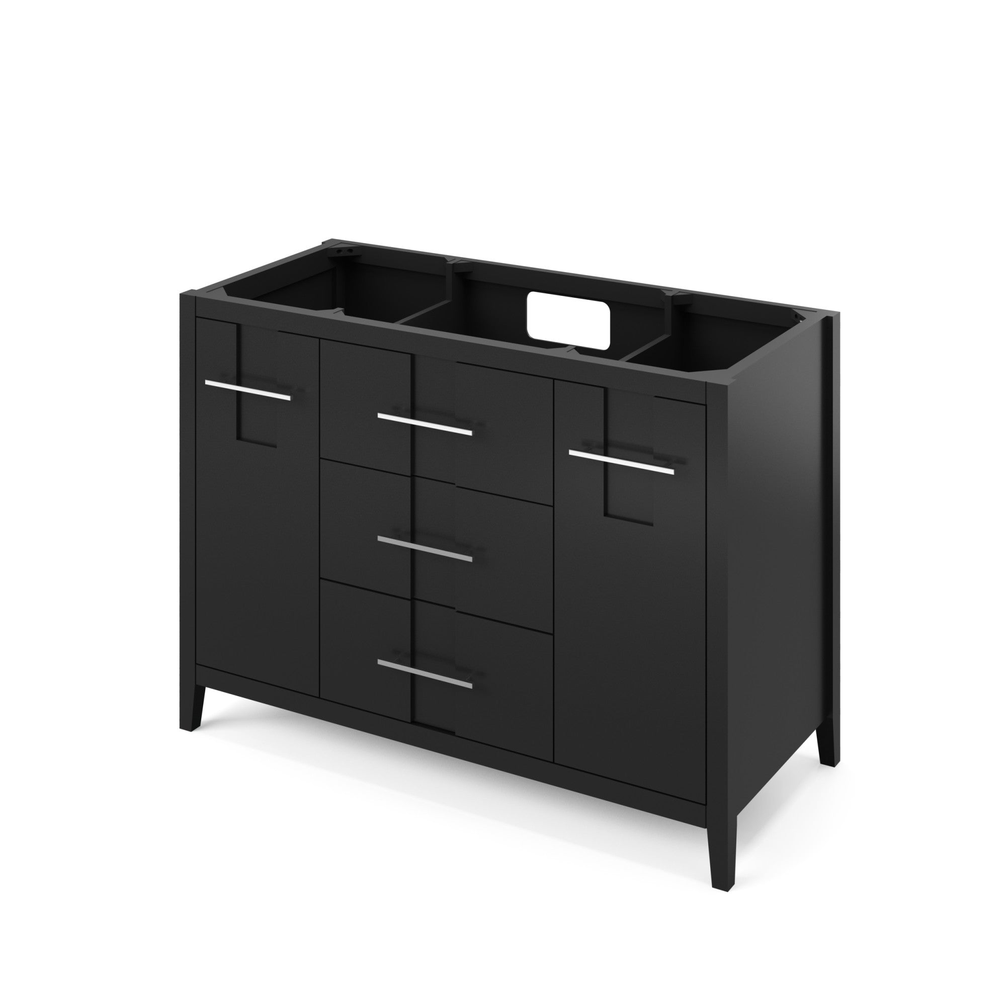 Katara 48" Single Bathroom Vanity Set Black, White Resin Vanity Top, Rectangle Bowl | KitchBath