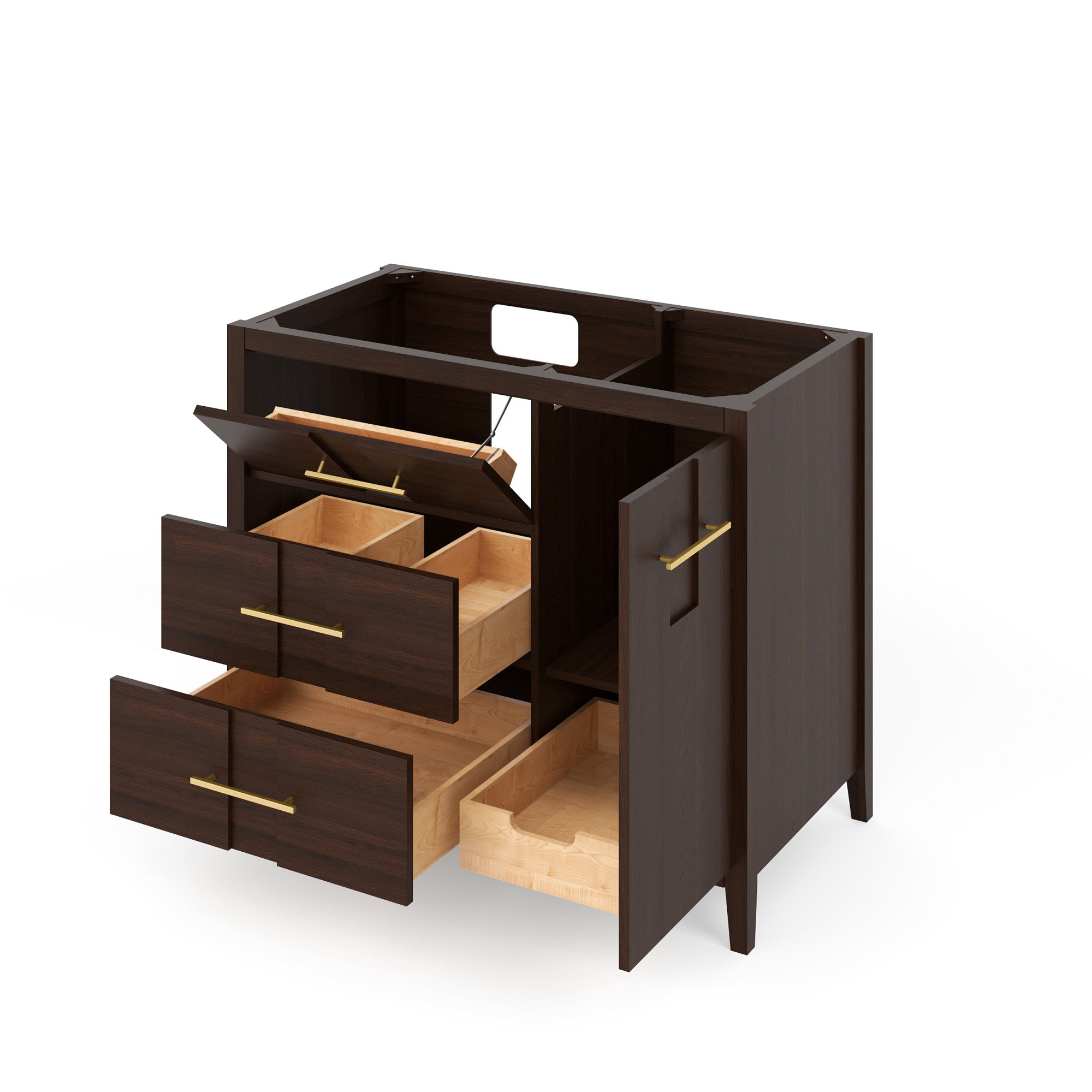 Katara 42" Single Bathroom Vanity Set Natural Oak, Calacatta Vienna Quartz Vanity Top, Rectangle Bowl