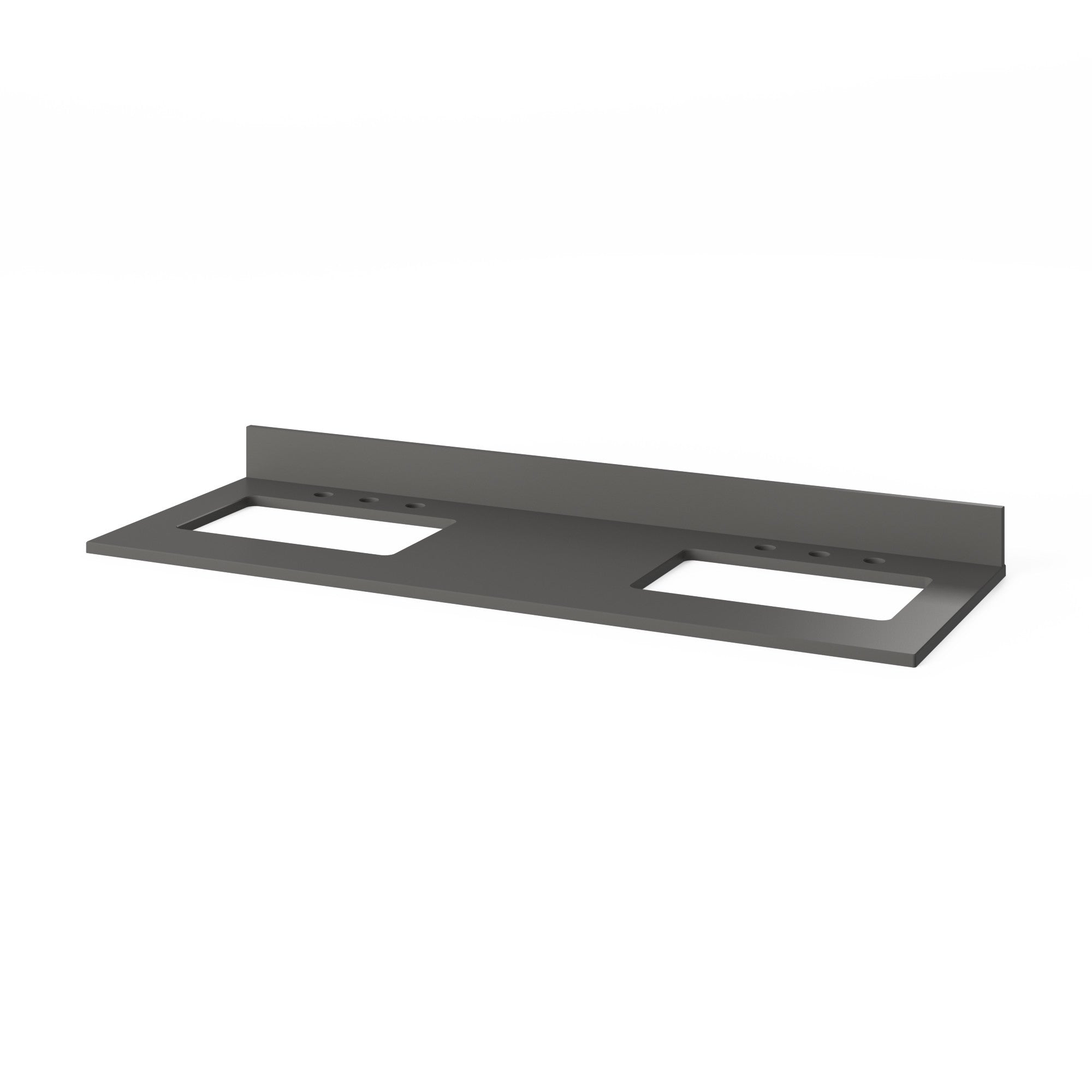 Kipling 60" W  Double Basin Bathroom Vanity Set White, Grey Quartz Vanity Top, Rectangle Bowl | KitchBath