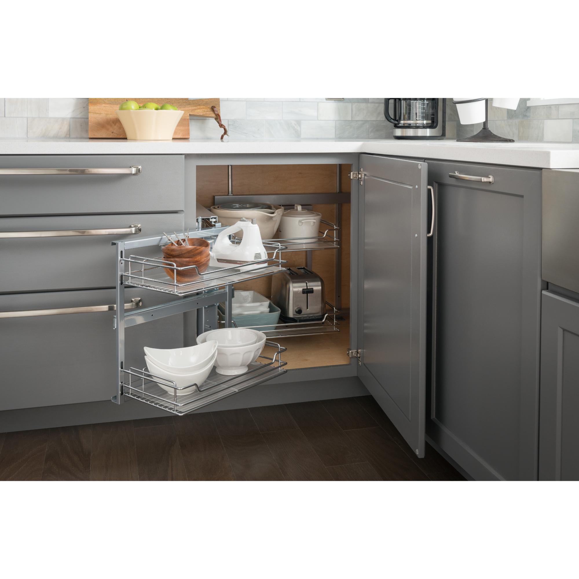 Blind Corner Soft-close Sliding Door Organizer | KitchBath
