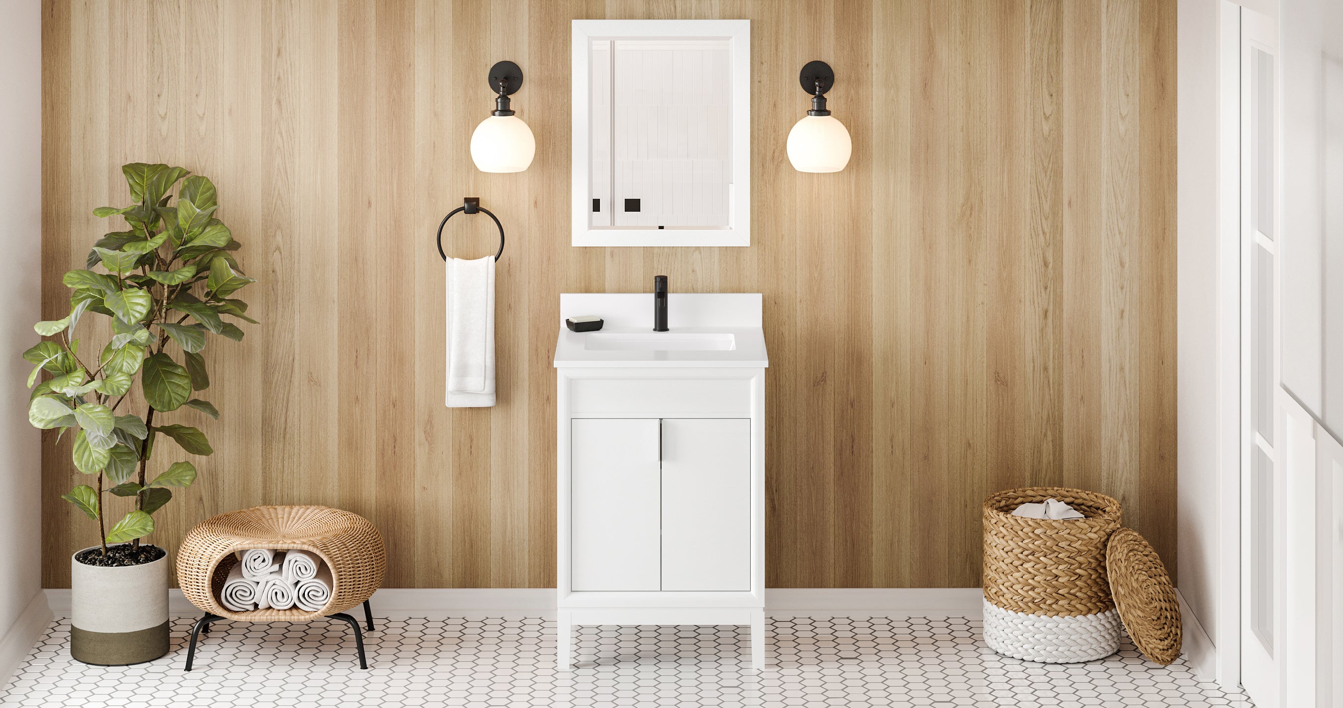 Theodora 24" White Theodora Vanity, White Quartz Vanity Top, Undermount Rectangle Bowl | KitchBath