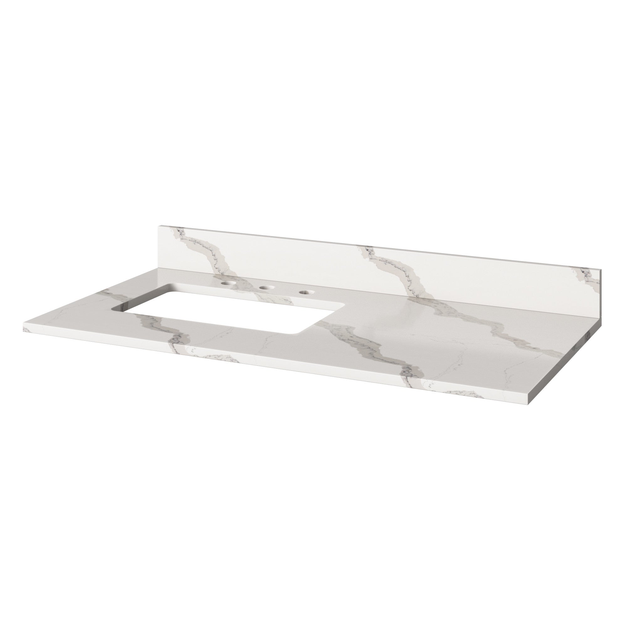 Katara 42" Single Bathroom Vanity Set Natural Oak, Calacatta Vienna Quartz Vanity Top, Rectangle Bowl