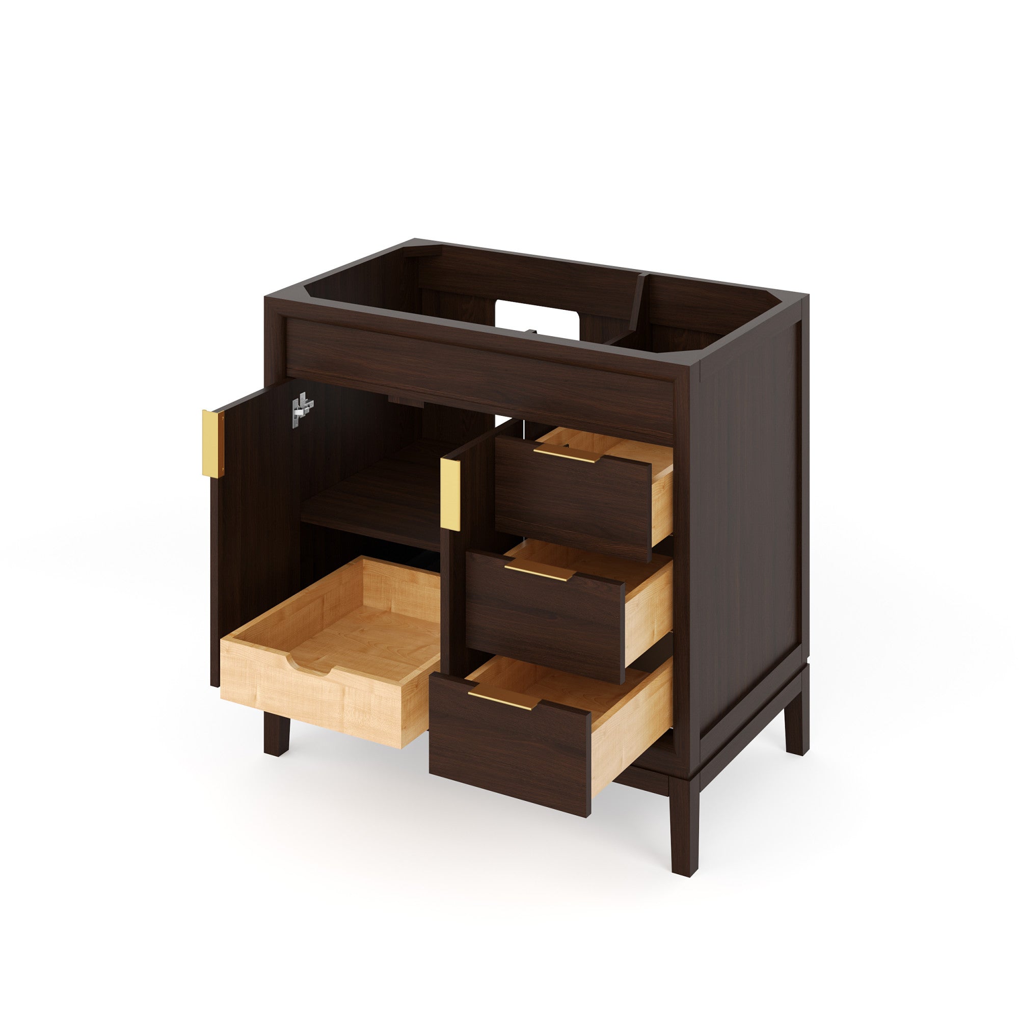 Theodora 36" Single Bathroom Vanity Set Natural Oak, Calacatta Vienna Quartz Vanity Top, Rectangle Bowl | KitchBath