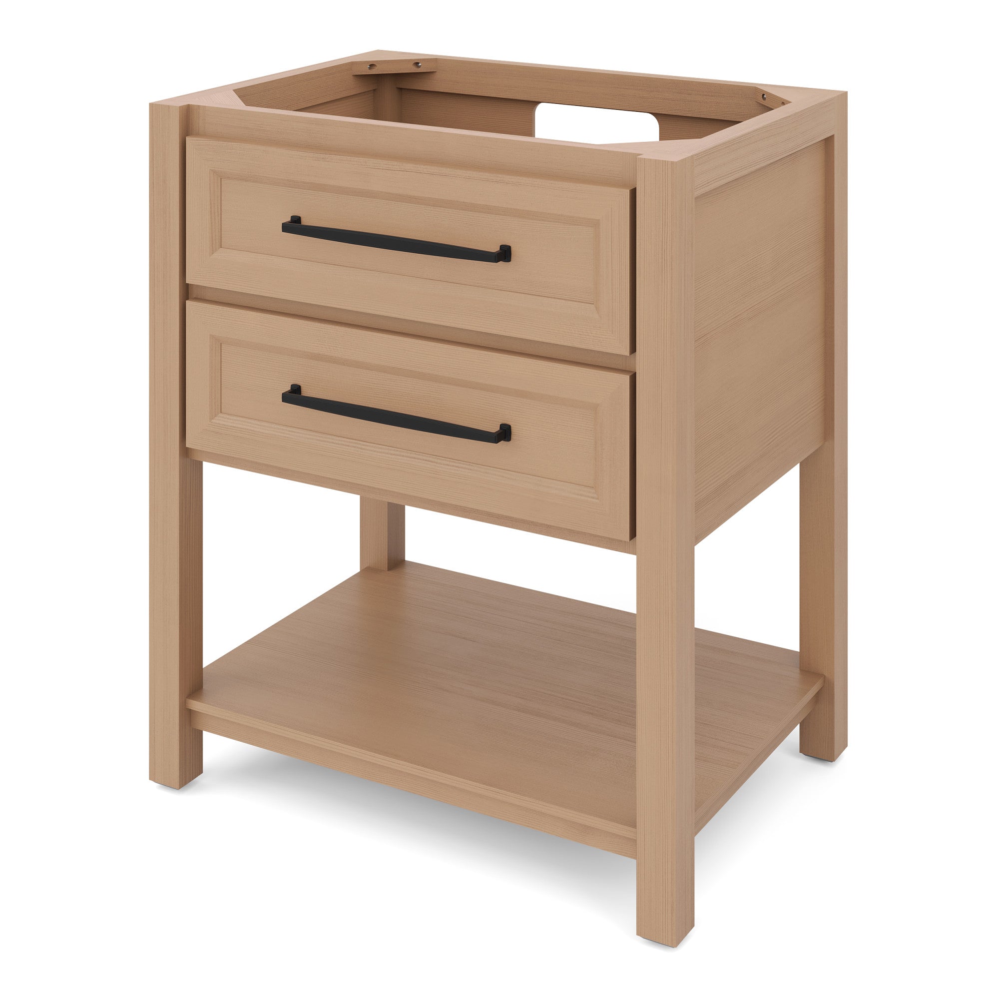 Kipling 30" W  Single Basin Bathroom Vanity Set Natural Oak, White Carrara Marble Vanity Top, Rectangle Bowl | KitchBath