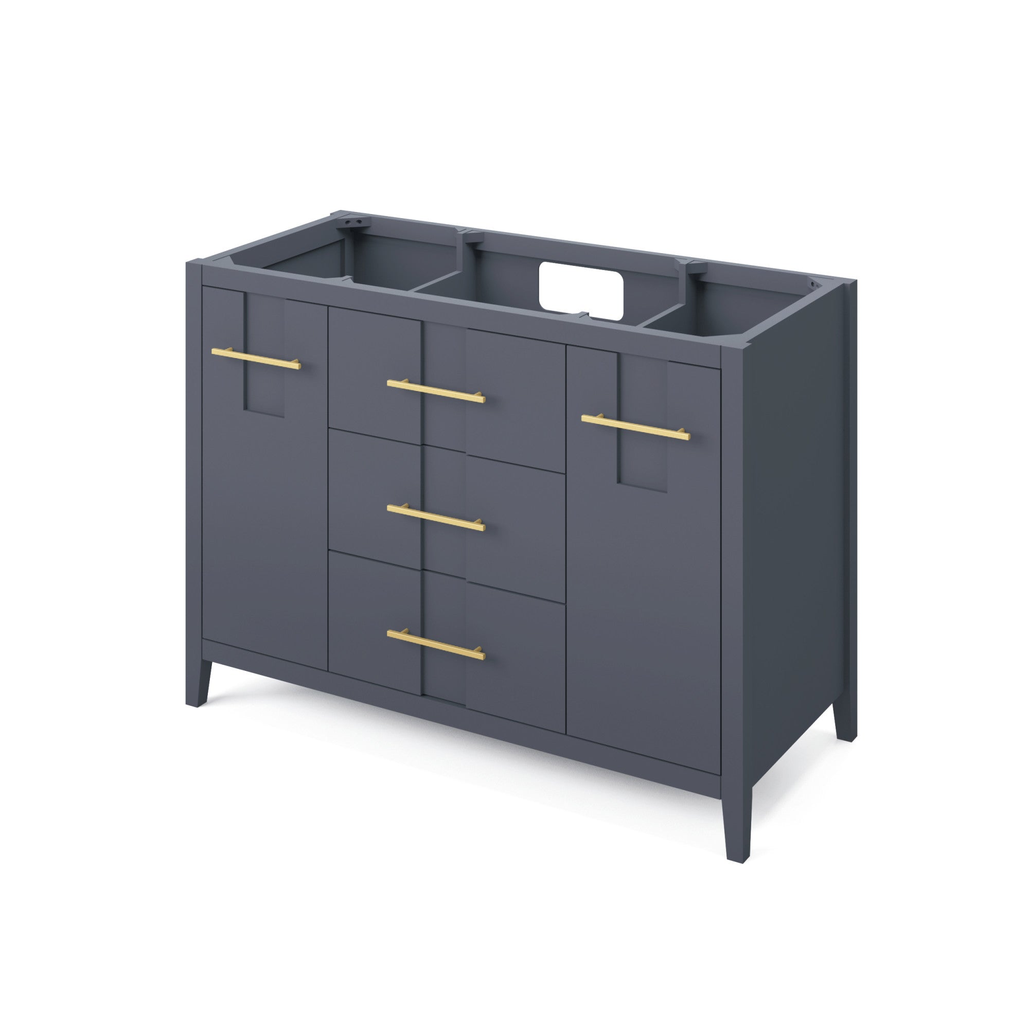 Katara 48" Blue Steel Katara Vanity, White Quartz Vanity Top, Undermount Rectangle Bowl | KitchBath