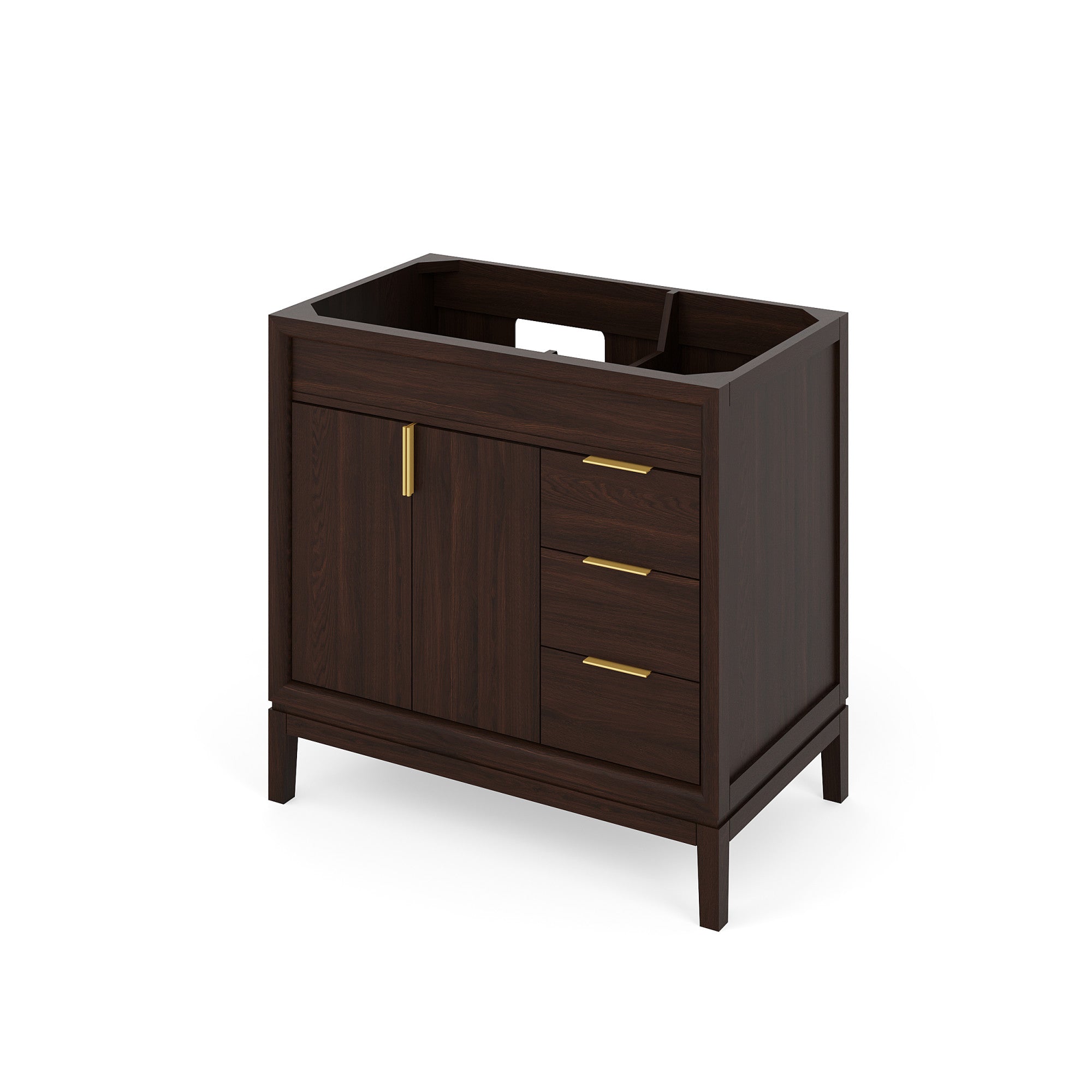 Theodora 36" Single Bathroom Vanity Set Dark Walnut, Black Granite Vanity Top, Rectangle Bowl | KitchBath