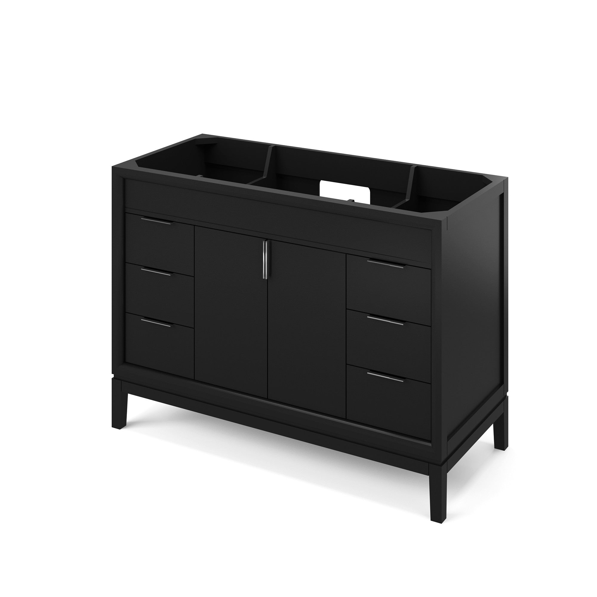 Theodora 48" Black Theodora Vanity, White Quartz Vanity Top, Undermount Rectangle Bowl | KitchBath