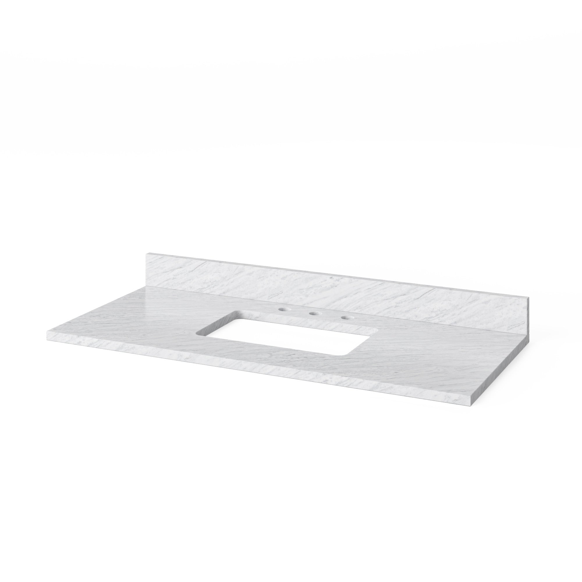 Theodora 48" Single Bathroom Vanity Set Dark Walnut, White Carrara Marble Vanity Top, Rectangle Bowl | KitchBath
