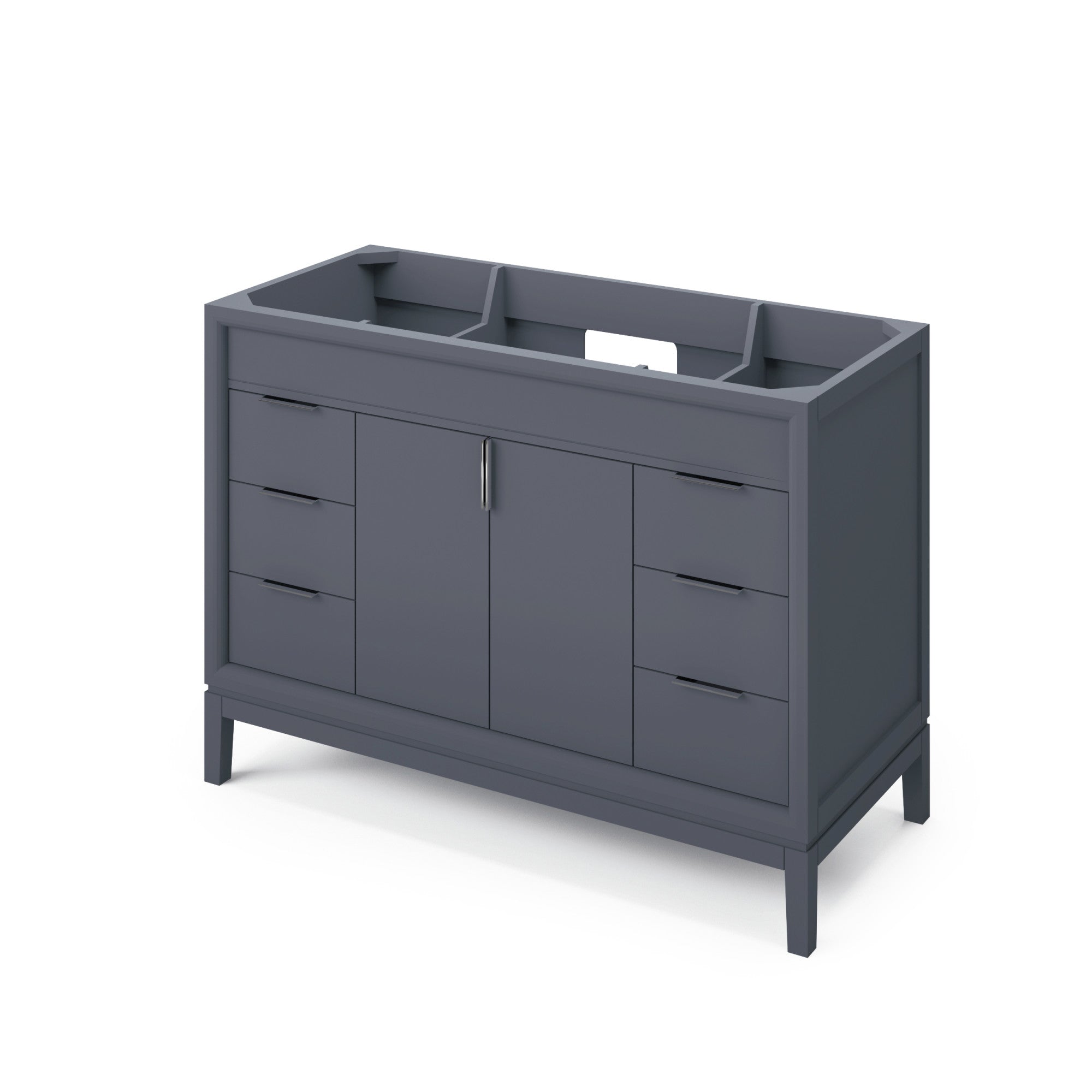 Theodora 48" Blue Steel Theodora Vanity, White Quartz Vanity Top, Undermount Rectangle Bowl | KitchBath