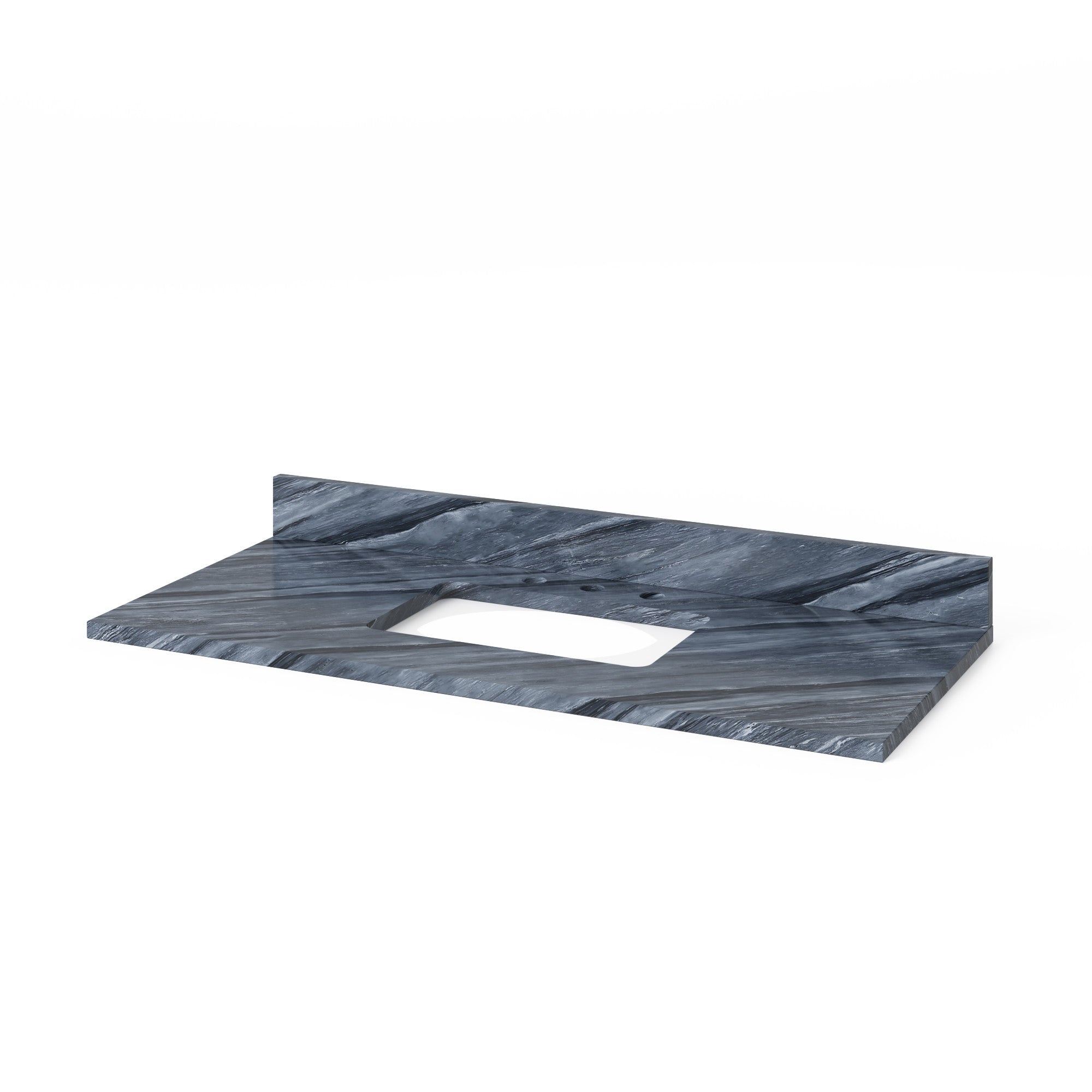 Katara 48" Single Bathroom Vanity Set Dark Walnut, Grey Marble Vanity Top, Rectangle Bowl | KitchBath
