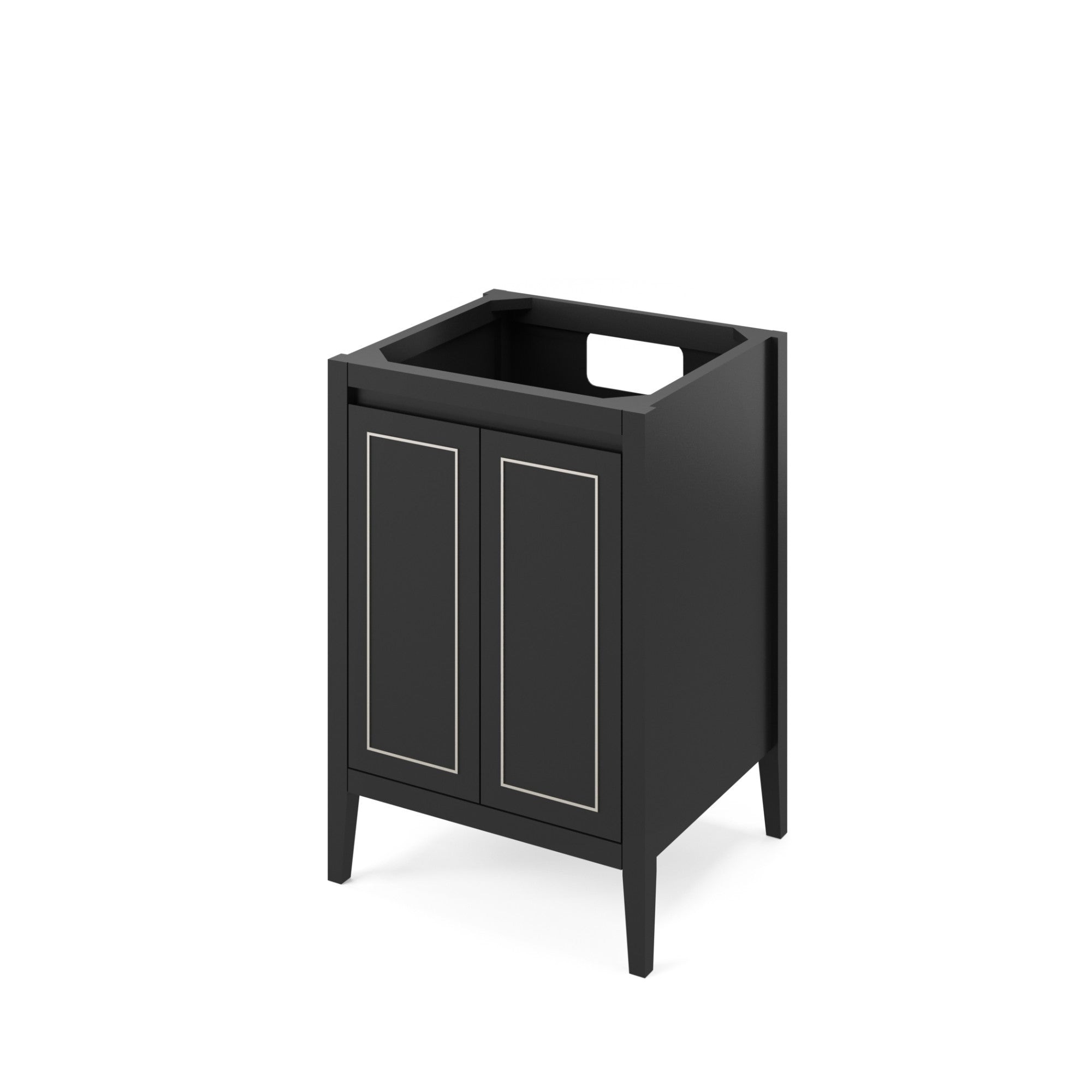 Percival 24" Single Bathroom Vanity Set Black, White Resin Vanity Top, Rectangle Bowl | KitchBath