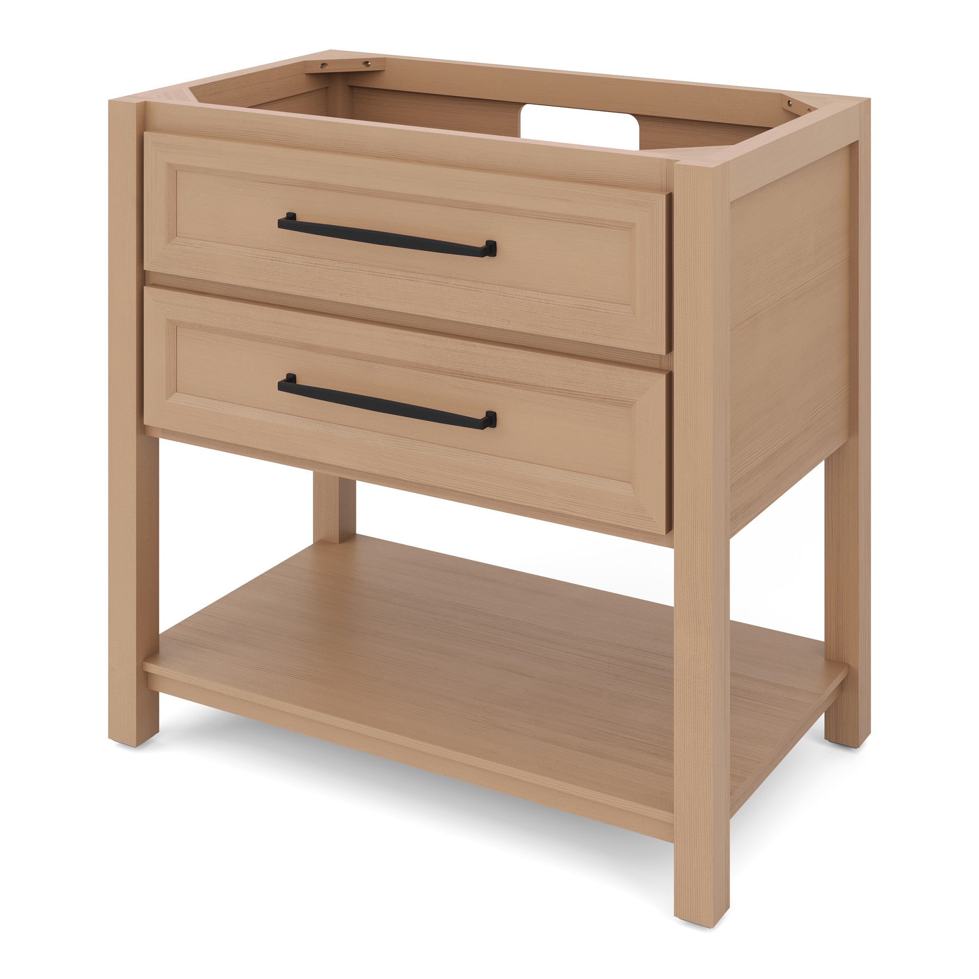 Kipling 36" W  Single Basin Bathroom Vanity Set Natural Oak, Grey Marble Vanity Top, Rectangle Bowl | KitchBath