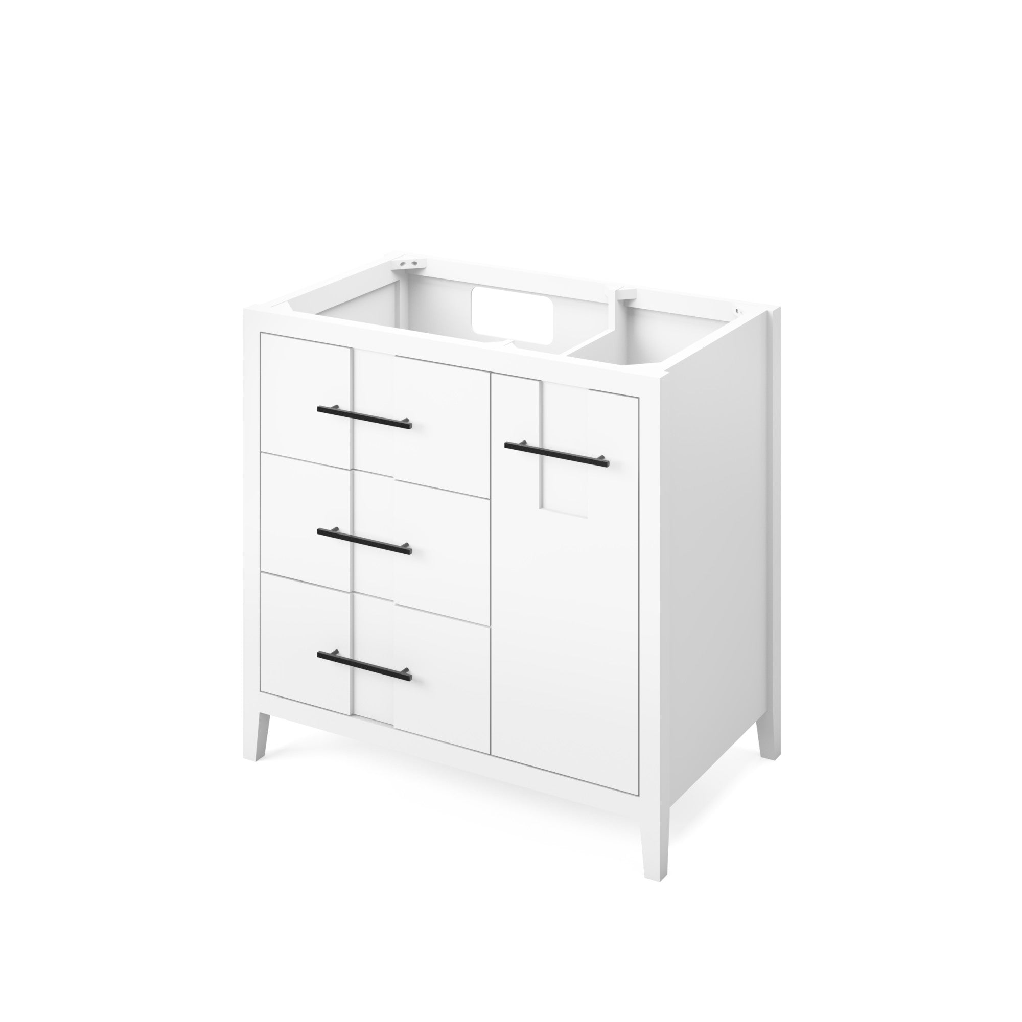 Katara 36" Single Bathroom Vanity Set White, White Resin Vanity Top, Rectangle Bowl | KitchBath