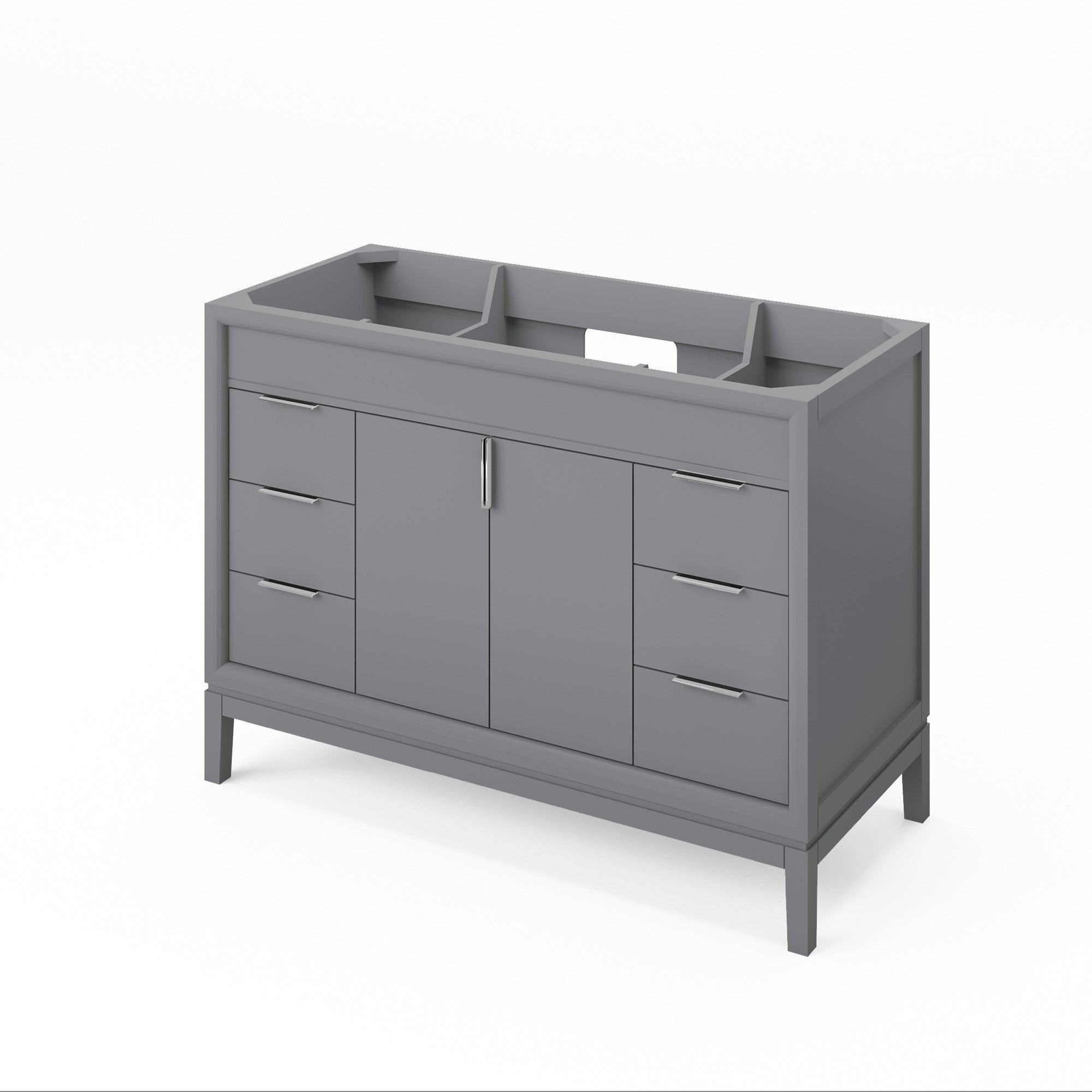 Theodora 48" Single Bathroom Vanity Set Grey, White Resin Vanity Top, Rectangle Bowl | KitchBath