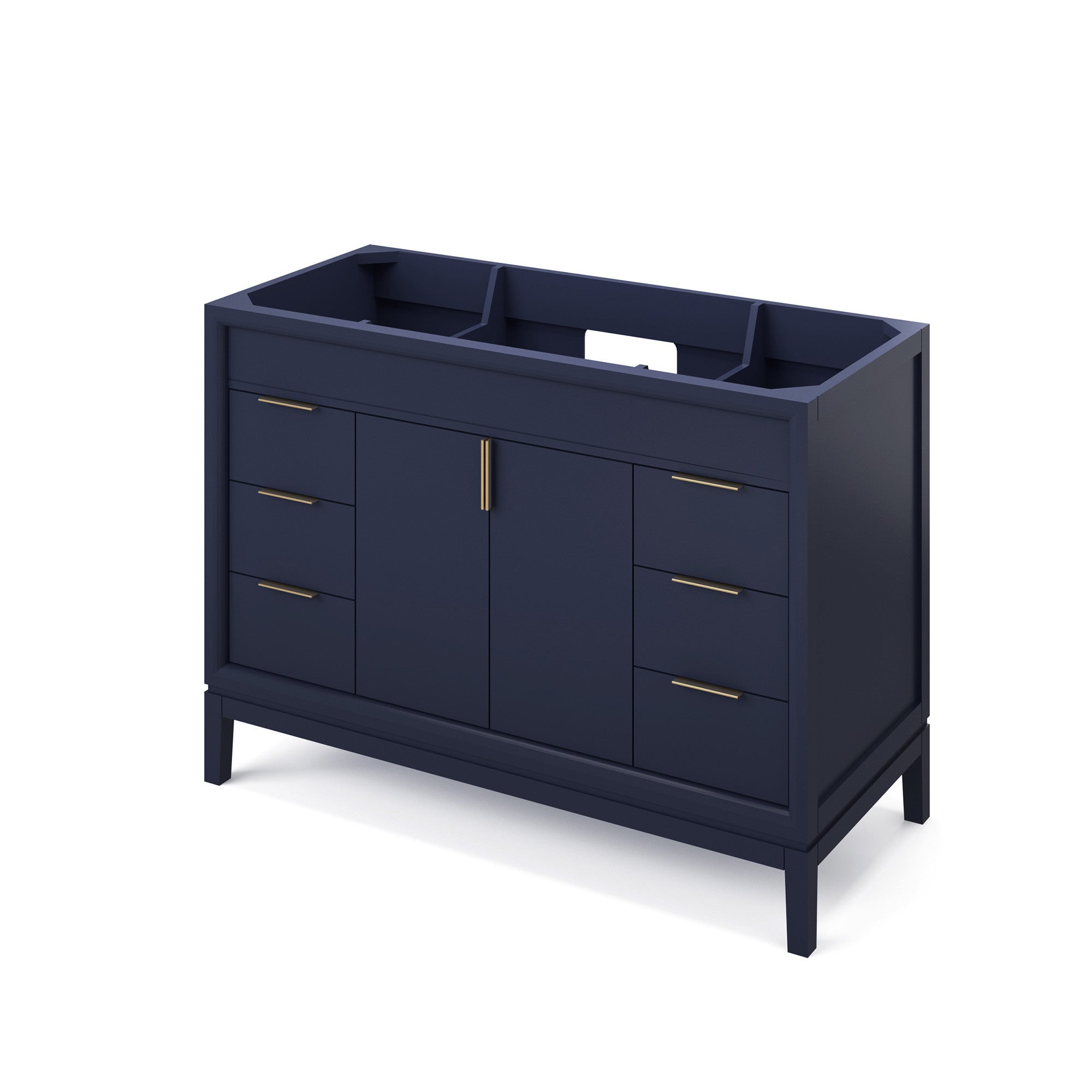 Theodora 48" Hale Blue Theodora Vanity, White Quartz Vanity Top, Undermount Rectangle Bowl | KitchBath