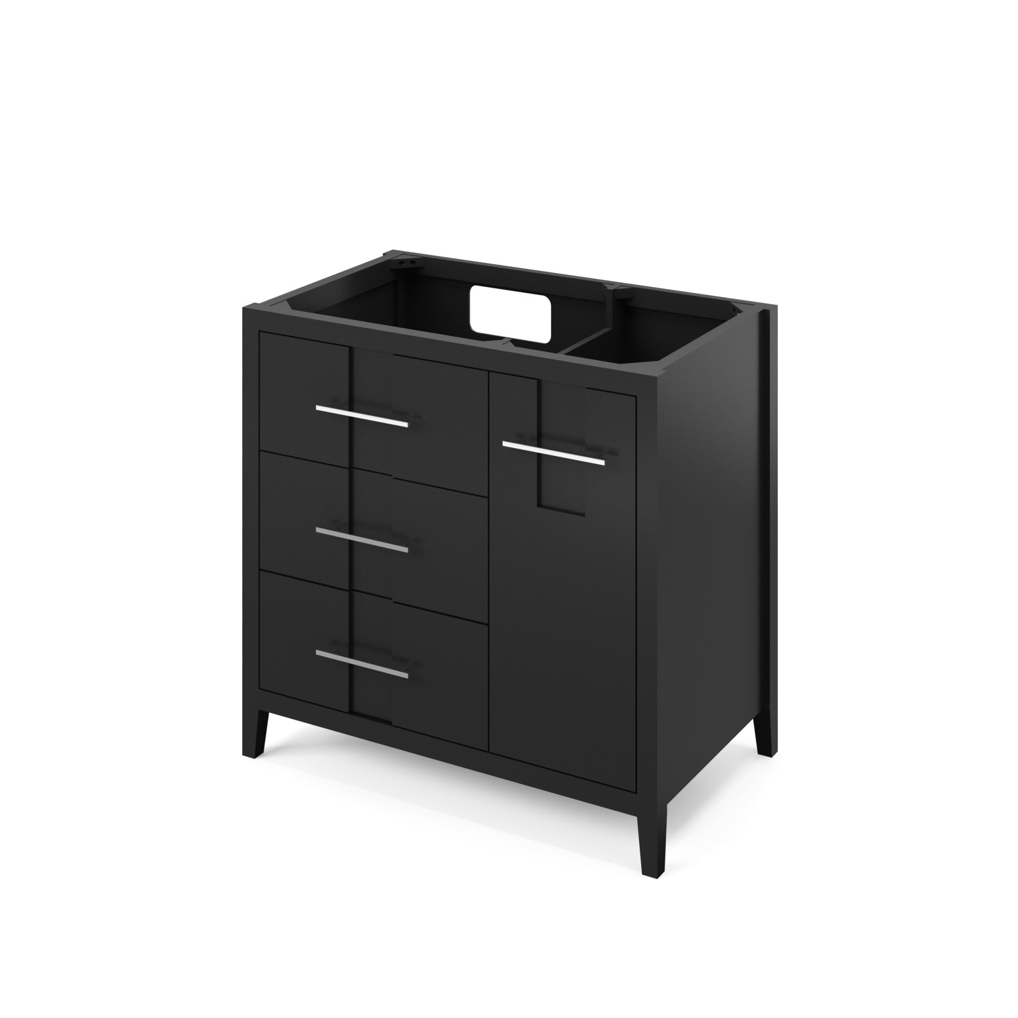 Katara 36" Single Bathroom Vanity Set Black, White Resin Vanity Top, Rectangle Bowl | KitchBath