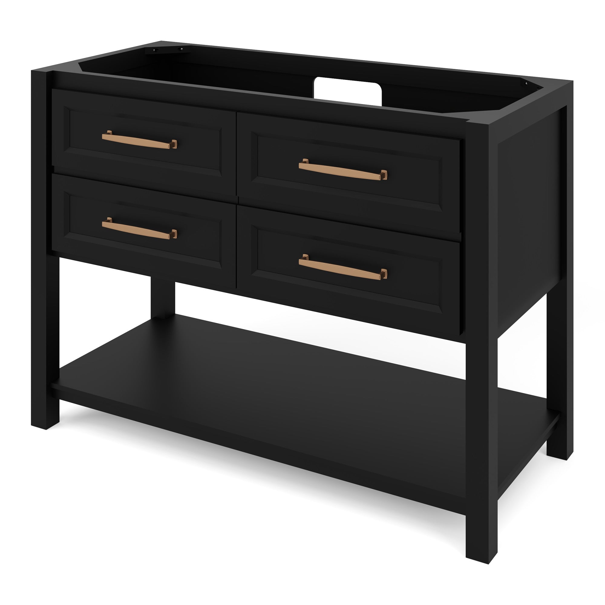 Kipling 48" W  Single Basin Bathroom Vanity Set Black, Black Granite Vanity Top, Rectangle Bowl | KitchBath