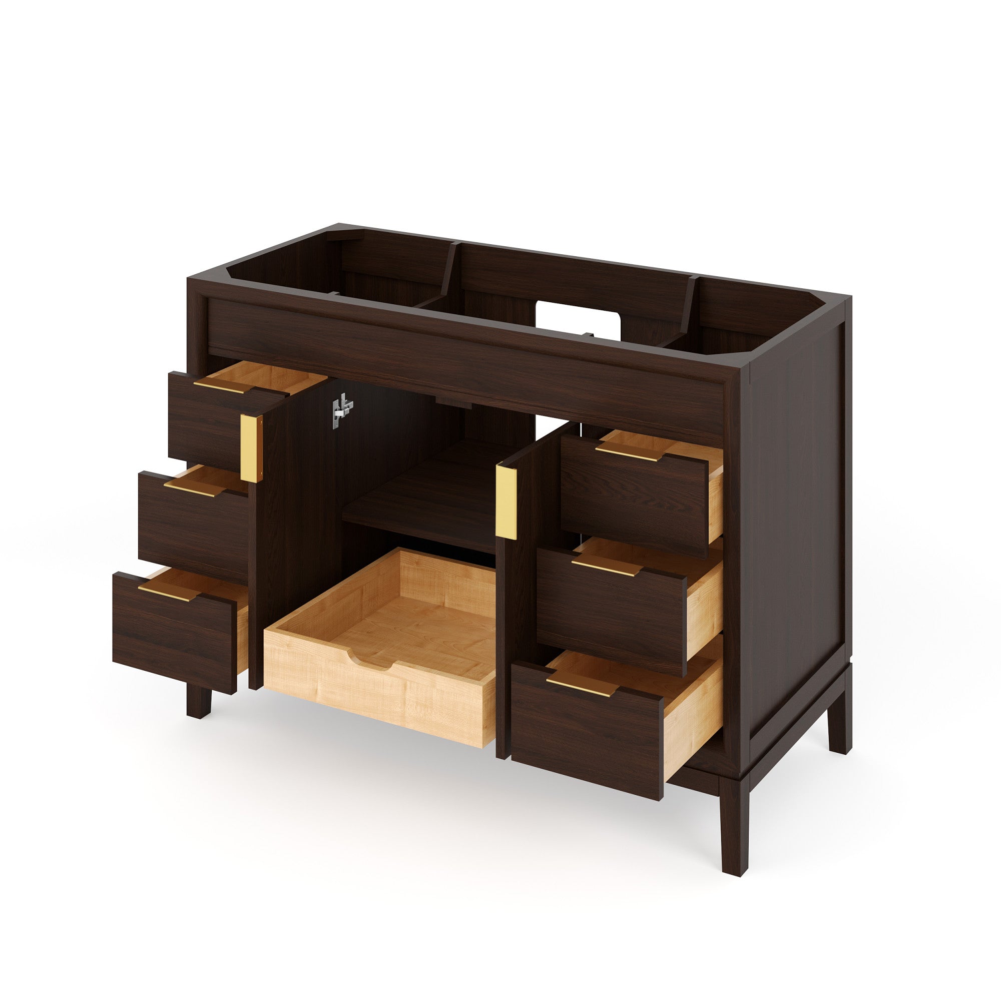 Theodora 48" Single Bathroom Vanity Set Dark Walnut, Calacatta Vienna Quartz Vanity Top, Rectangle Bowl